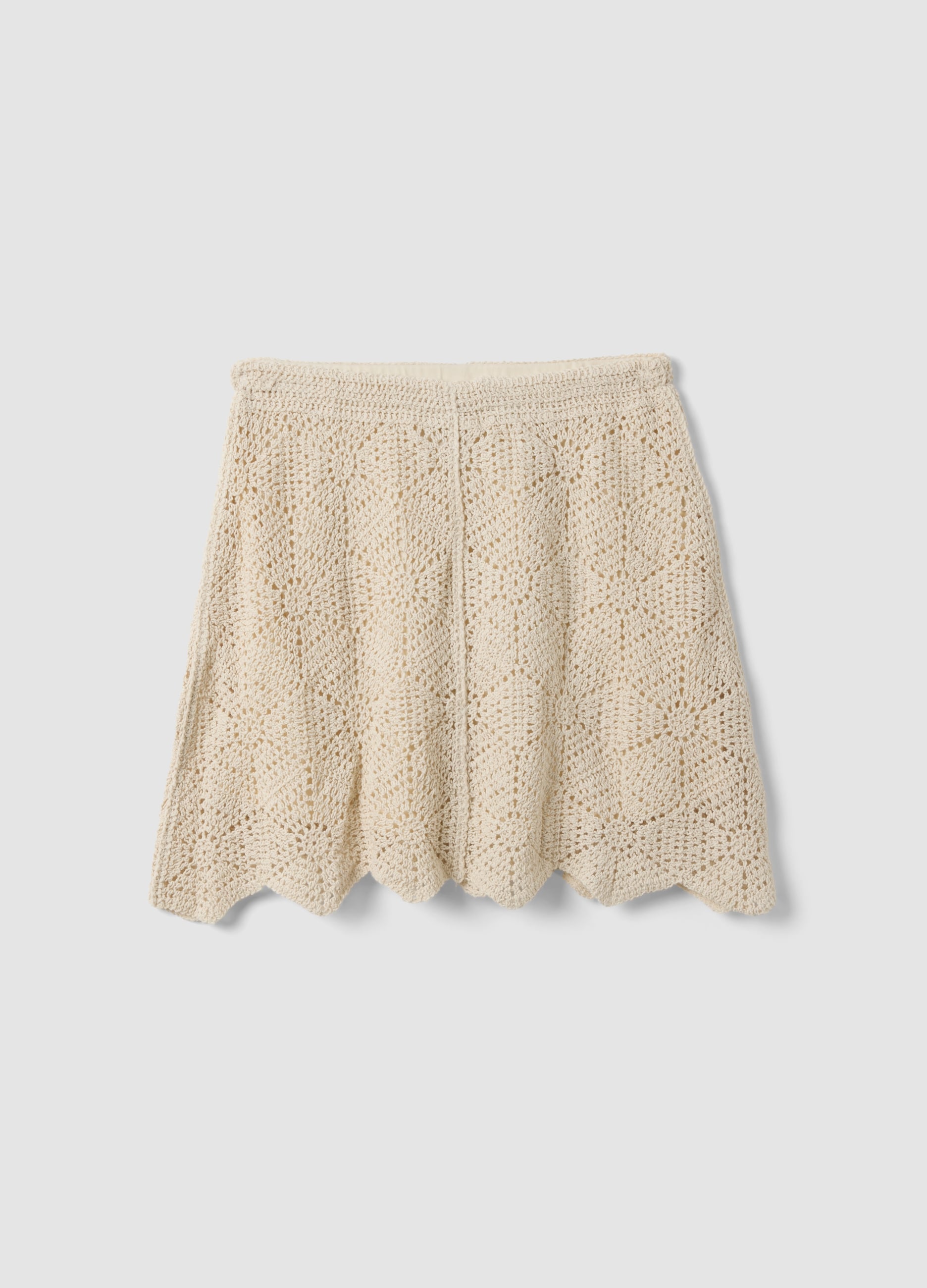 Gonna Beige In Crochet Di Puro Cotone Regular Fit