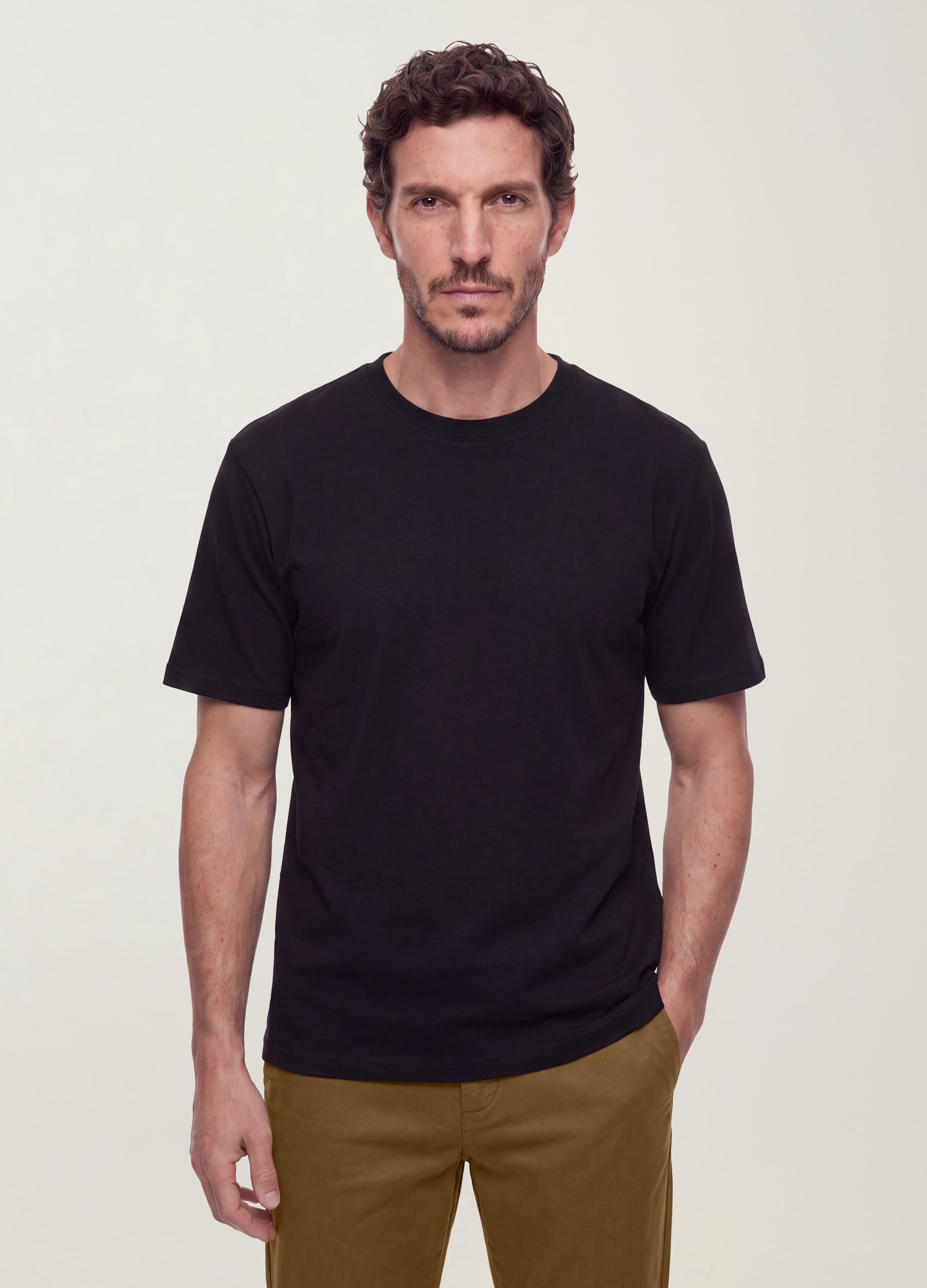 T-shirt Nera In Puro Cotone A Maniche Corte Relaxed Fit