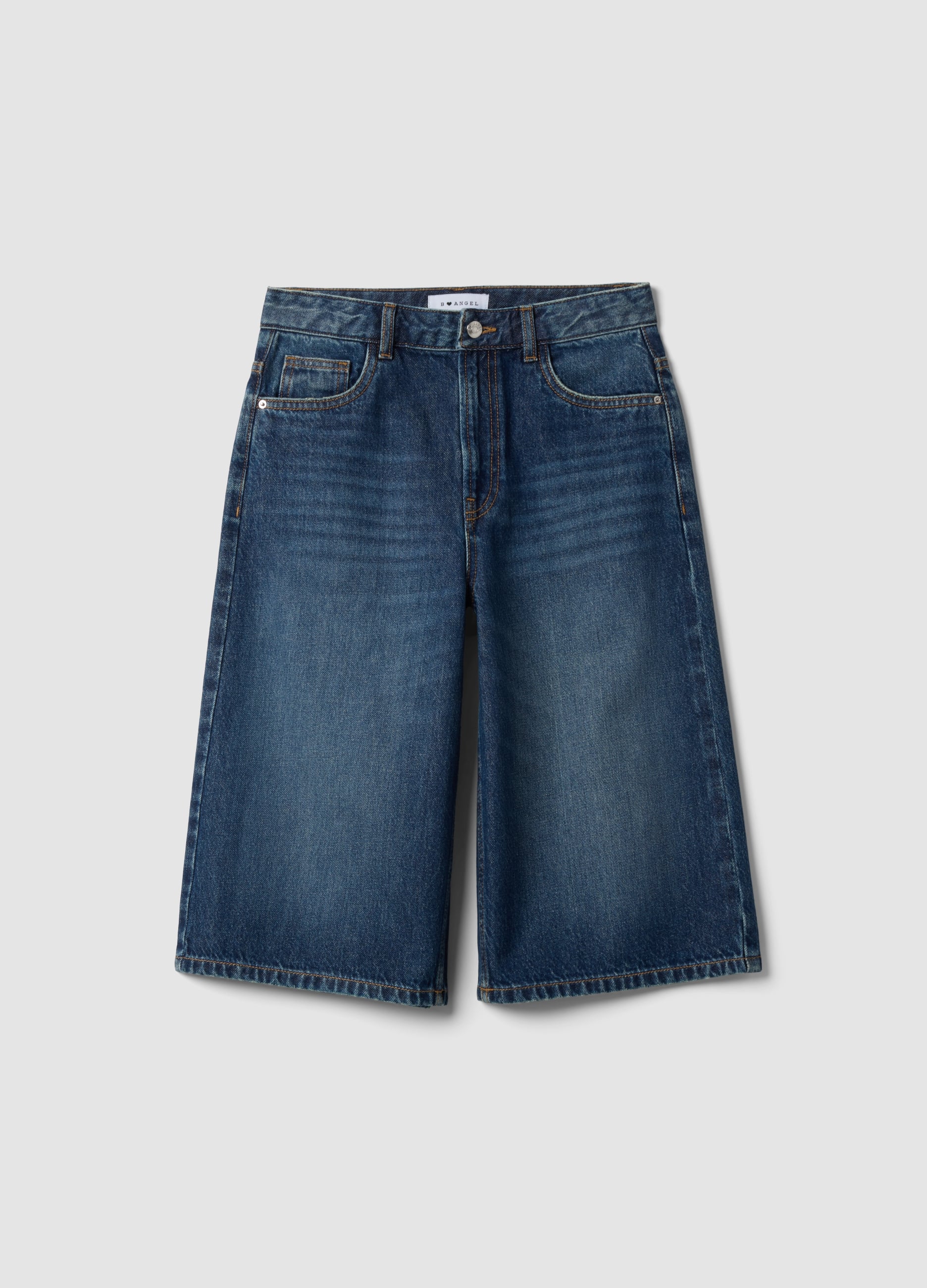 Shorts Baggy In Denim Blu In Puro Cotone