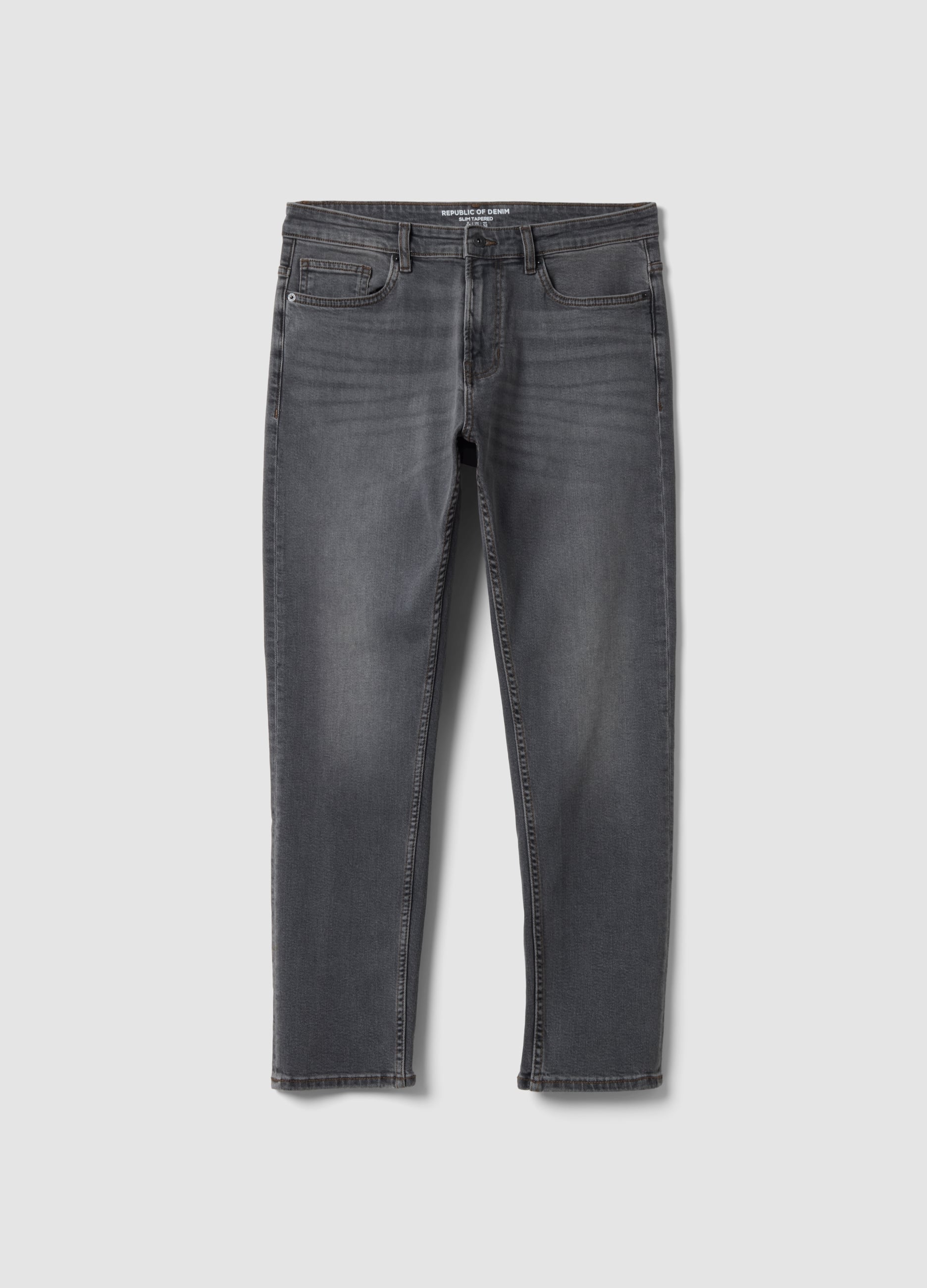 Jeans Grigi Slim Fit In Cotone Elasticizzato