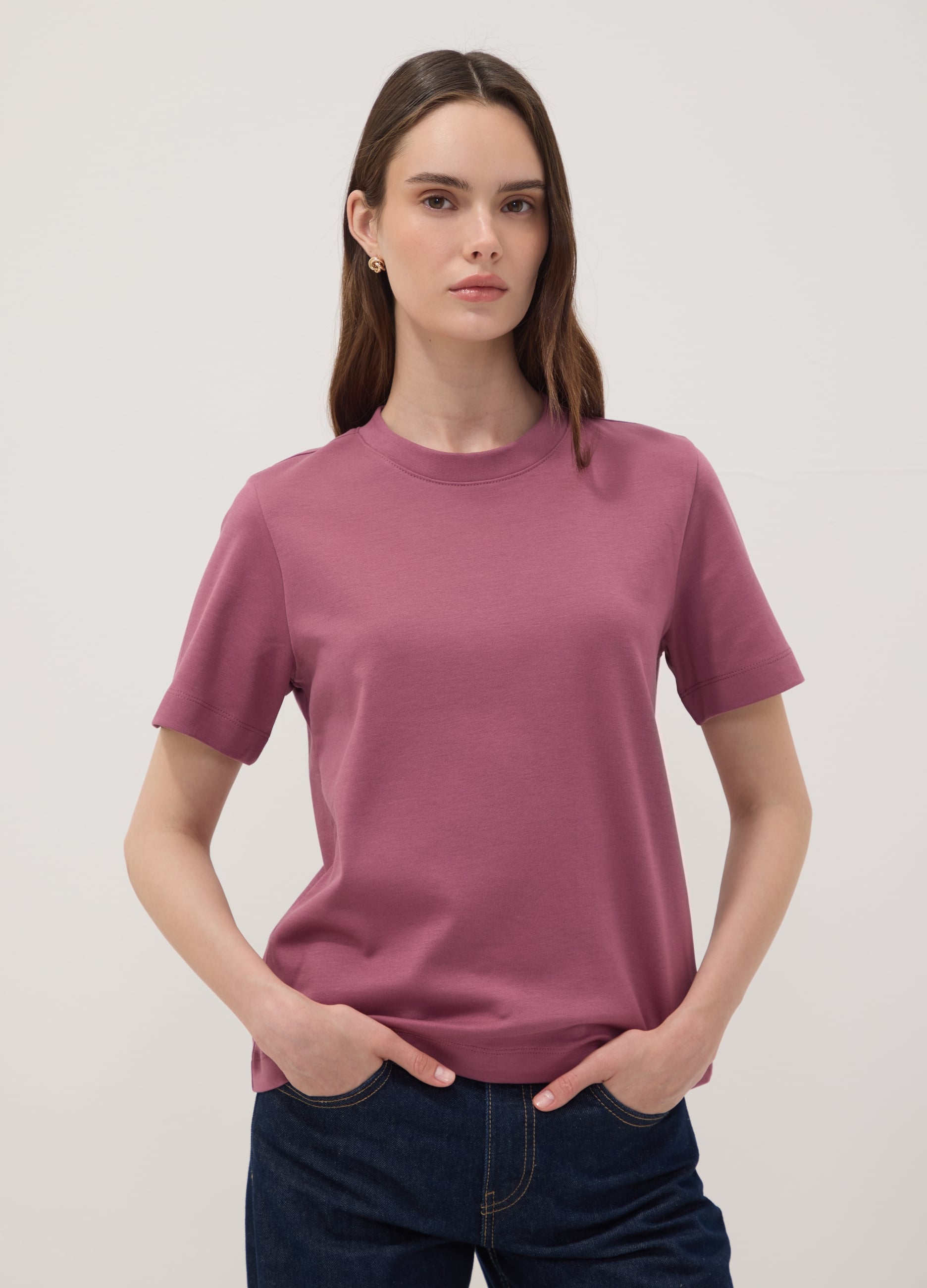 T-shirt Relaxed Fit Rosa In Puro Cotone A Maniche Corte