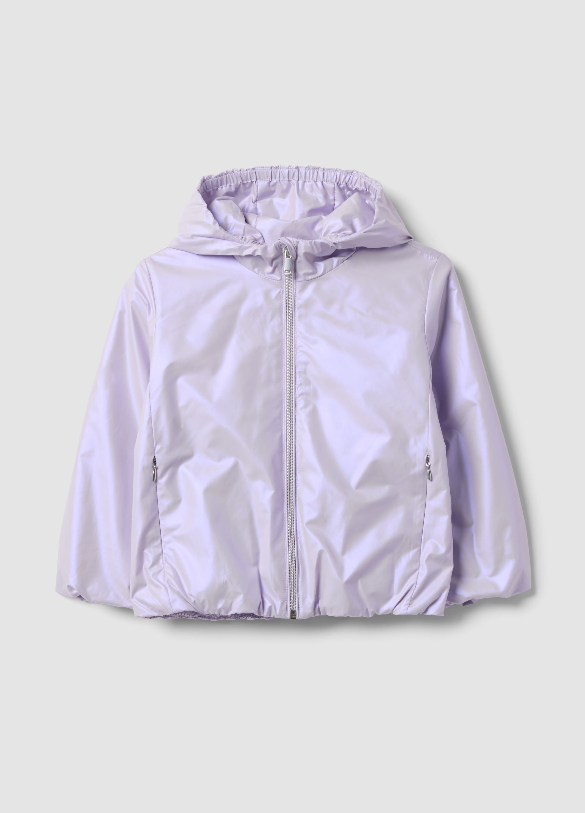 Giacca Leggera Viola Con Zip E Cappuccio Per Bambina Regular Fit