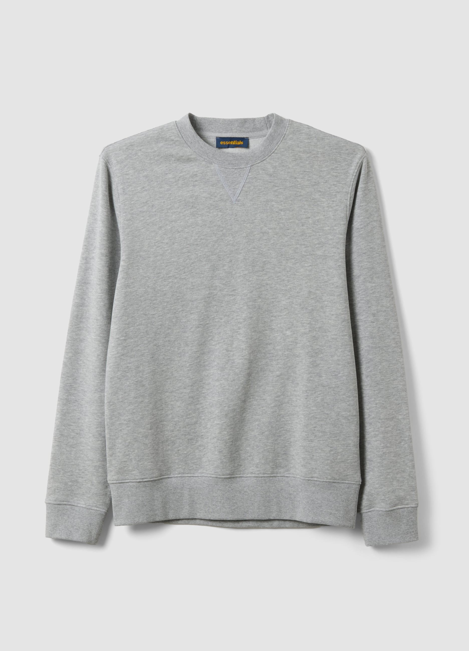 Felpa Grigia Girocollo In Misto Cotone Regular Fit