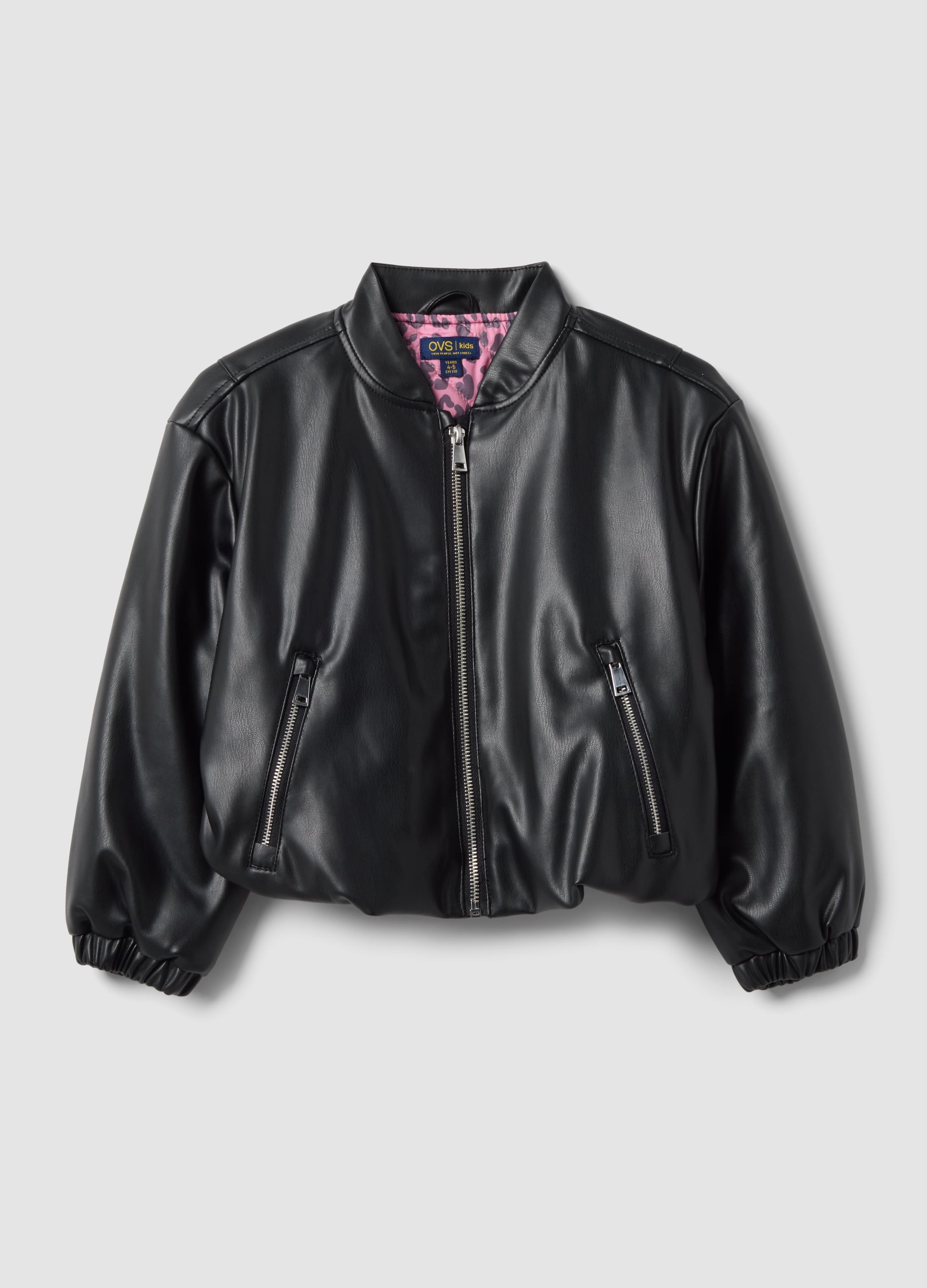Giubbotto Nero Con Zip Regular Fit Per Bambina