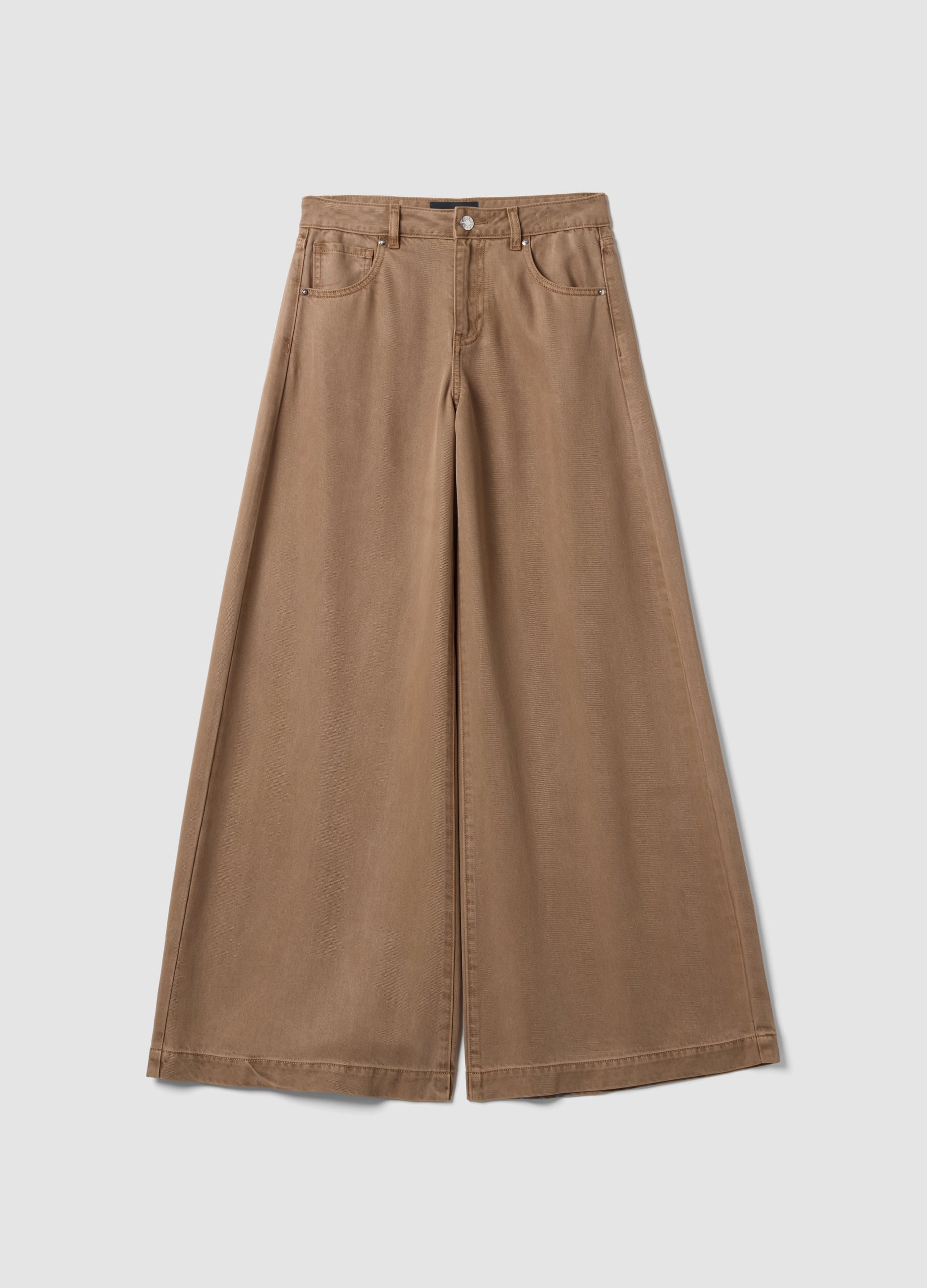 Jeans Marroni Wide Leg In Puro Lyocell