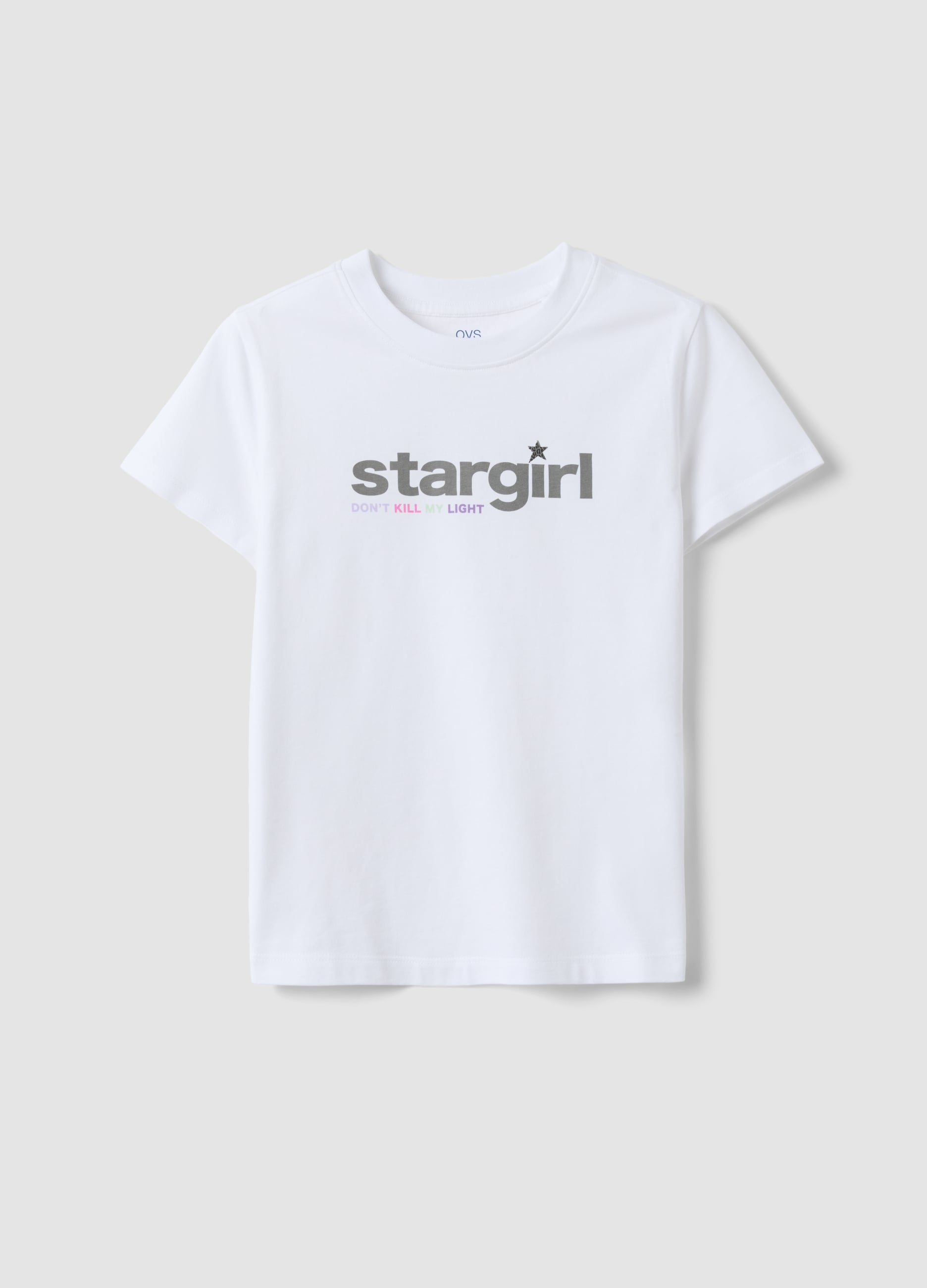 T-shirt Bianca In Puro Cotone Organico Con Stampa "stargirl" Per Ragazza