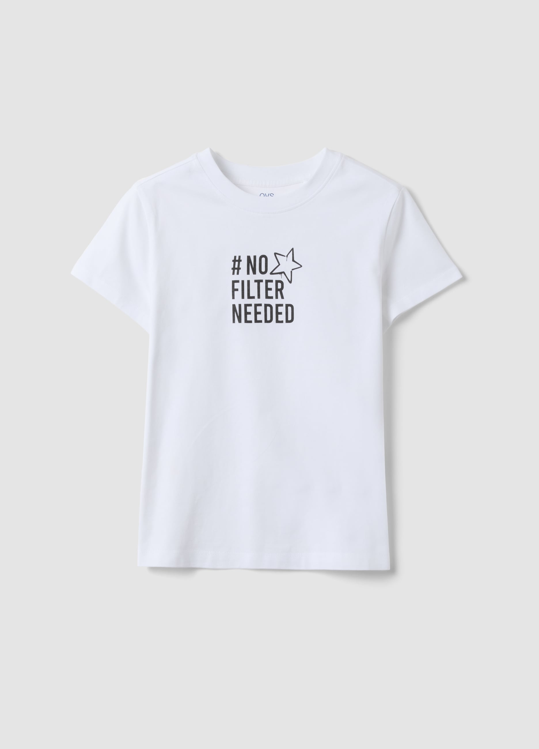 T-shirt Bianca In Puro Cotone Organico Con Grafica Per Ragazza