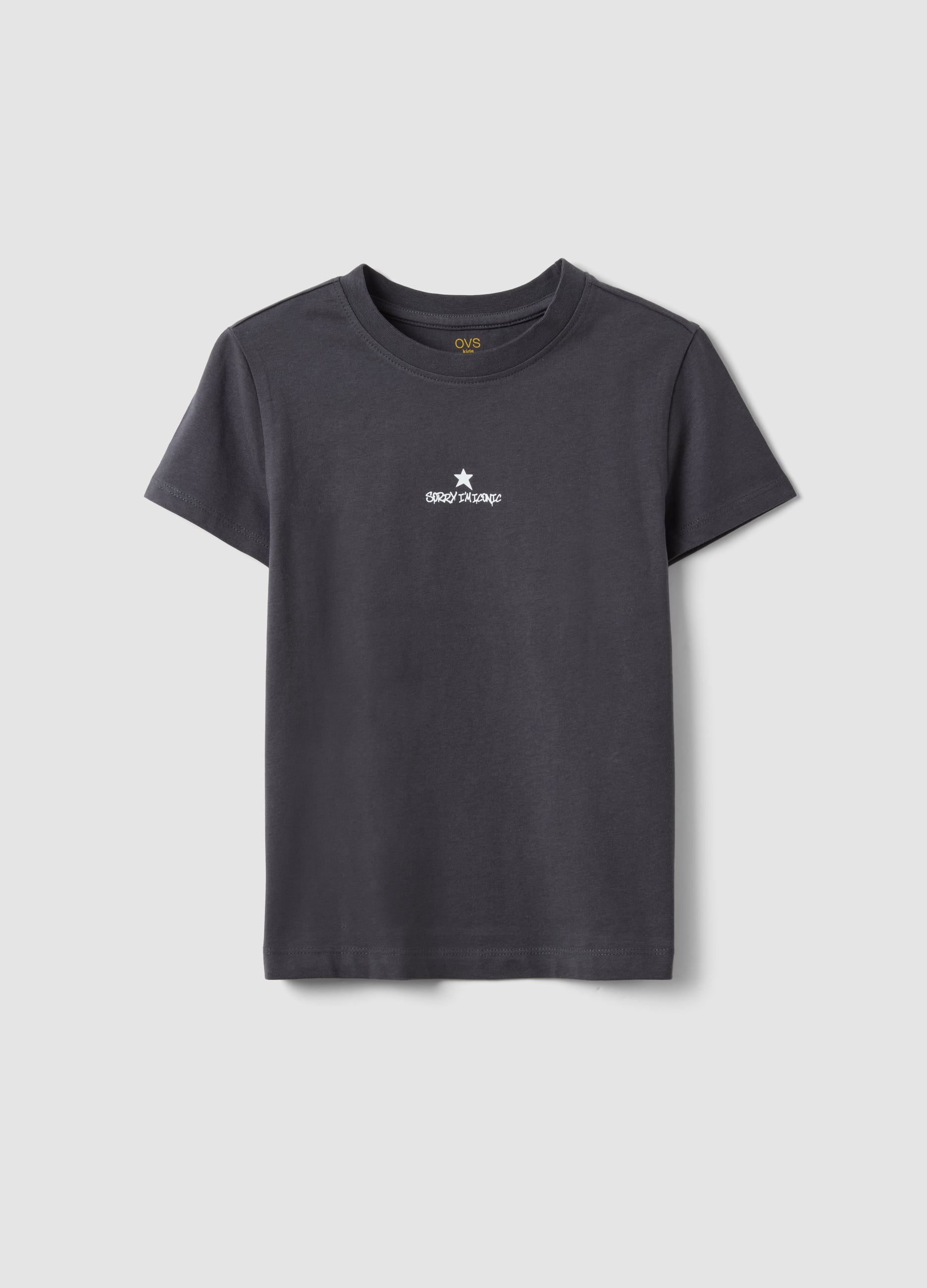 T-shirt Grigia In Puro Cotone Organico Con Grafica Fronte E Retro Per Ragazza