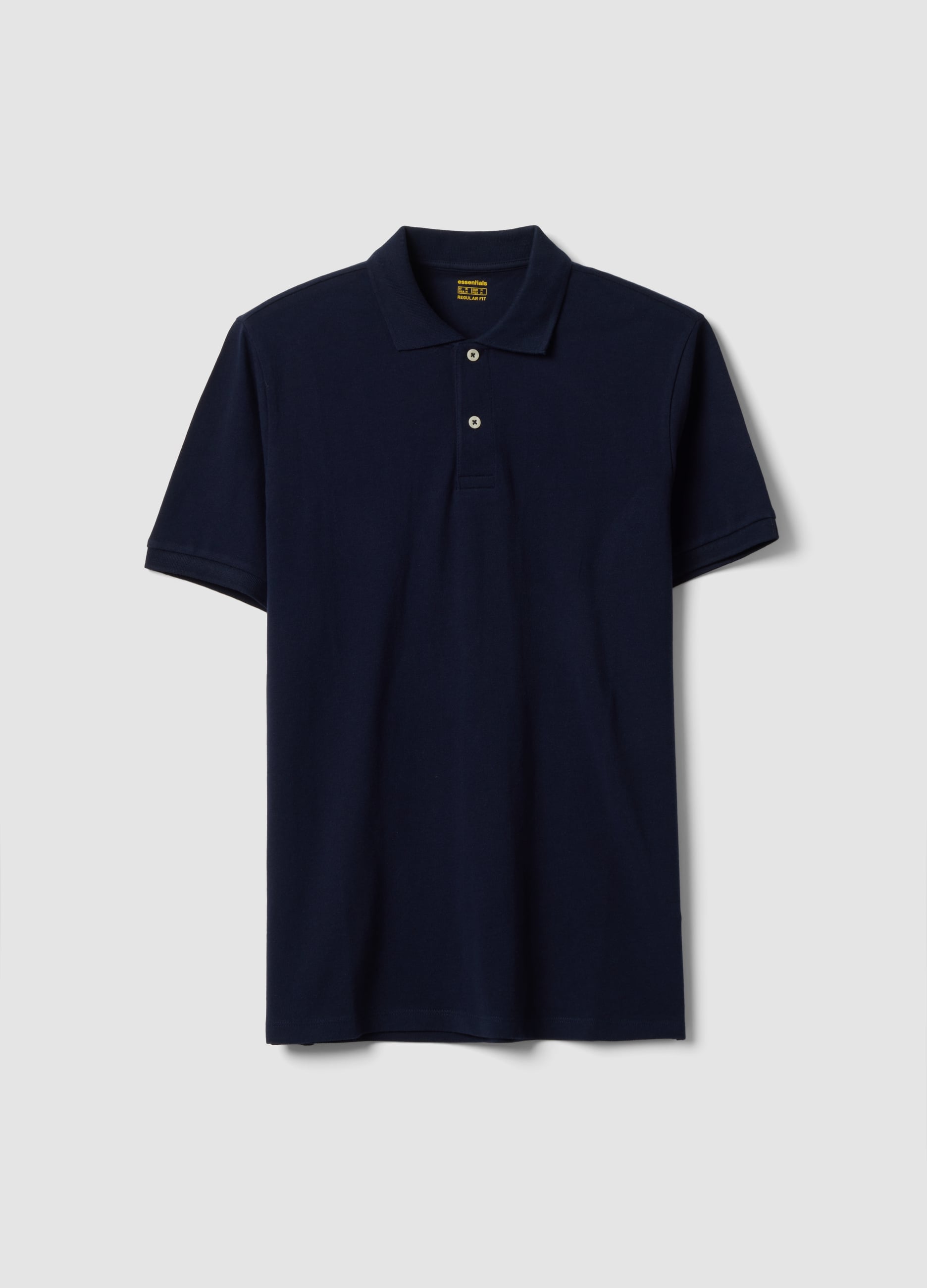 Polo Blu In Puro Cotone Piquet Con Colletto Classico Regular Fit