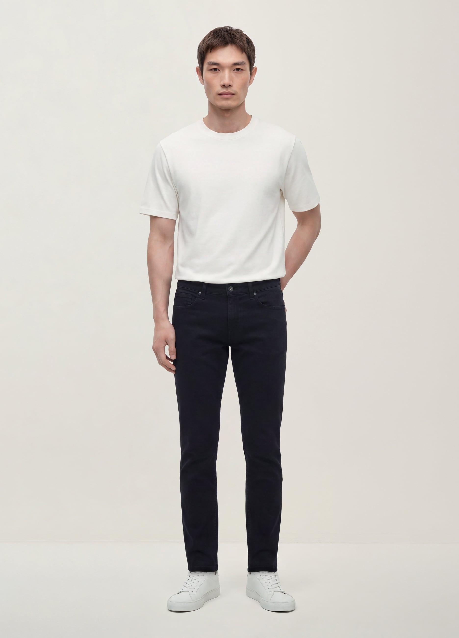Jeans Denim Neri In Cotone Elasticizzato Slim Fit