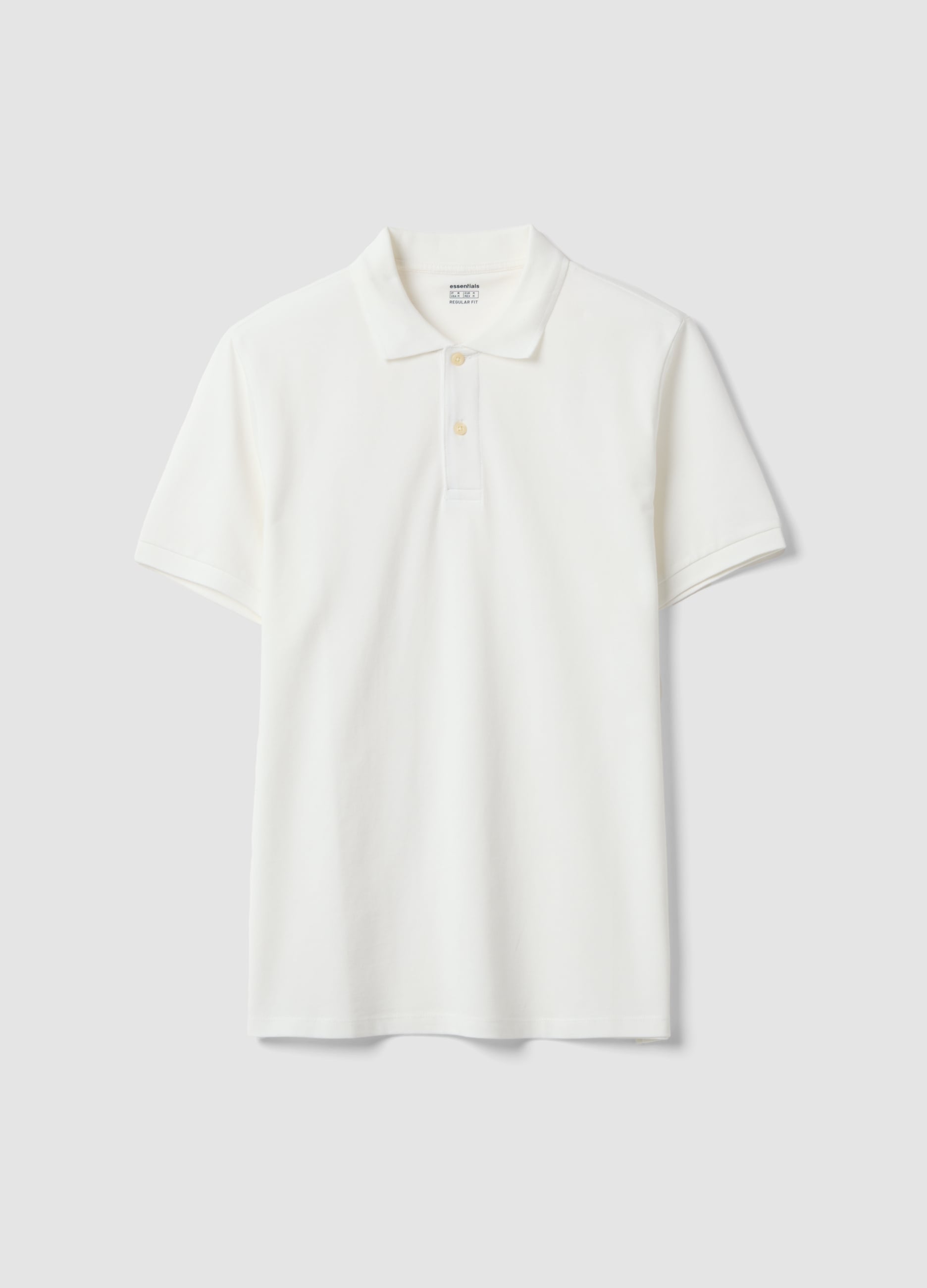 Polo Bianca In Puro Cotone Piquet Con Colletto Classico Regular Fit