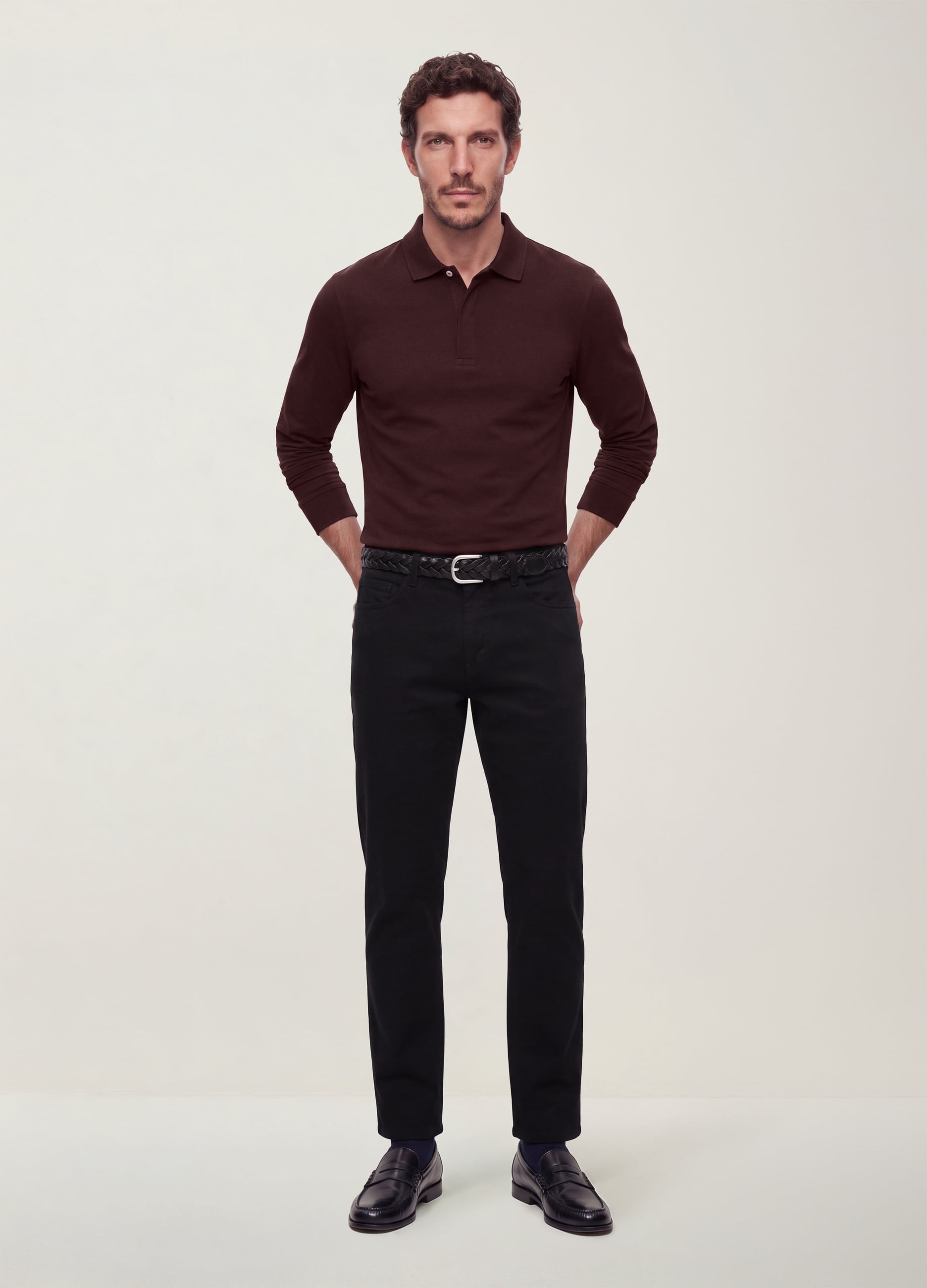 Pantaloni Neri In Puro Cotone Cinque Tasche