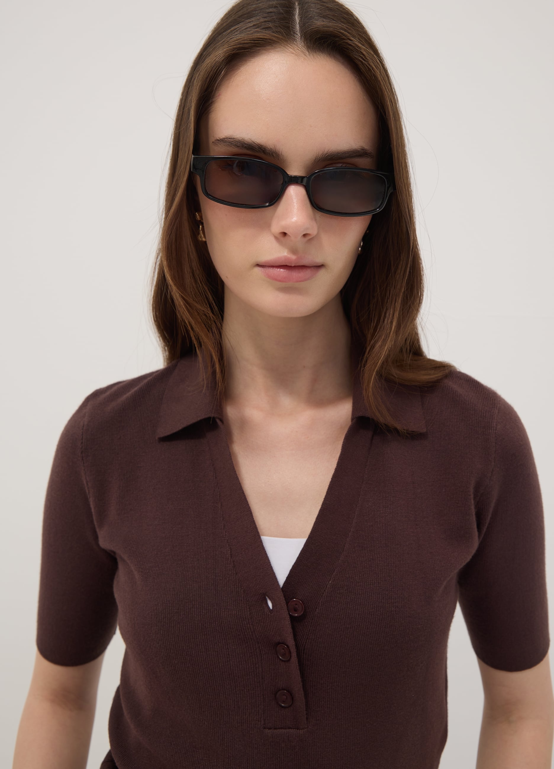 Maglia Polo Marrone Di Misto Viscosa Regular Fit
