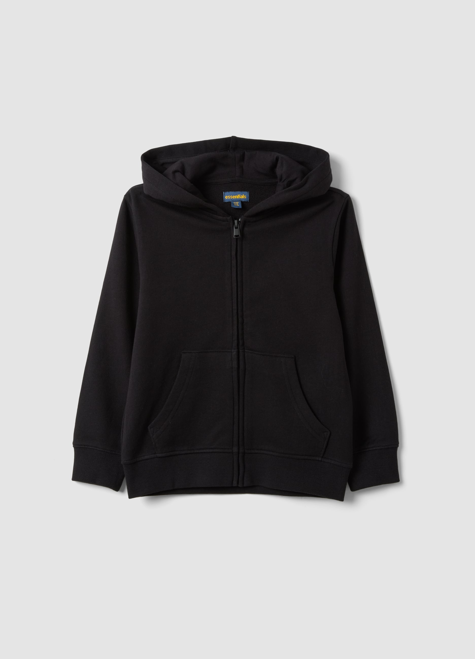 Felpa Nera Con Cappuccio In Puro Cotone Organico Per Bambino Regular Fit