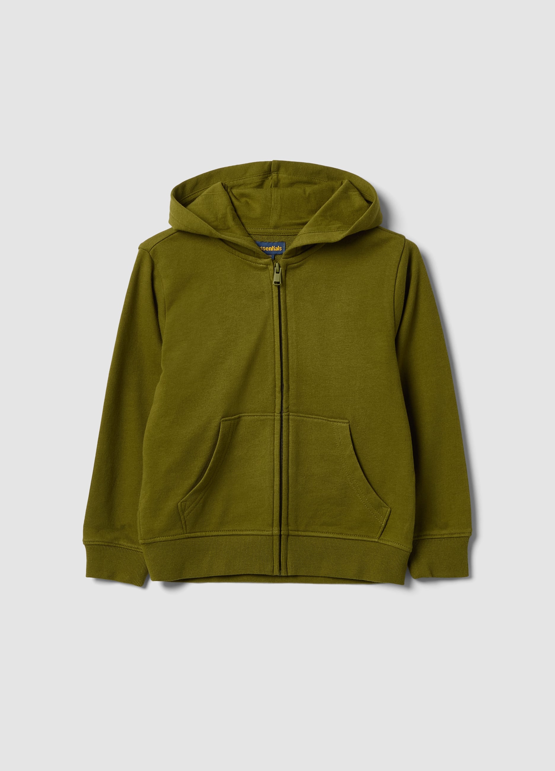 Felpa Verde Con Cappuccio In Puro Cotone Organico Per Bambino Regular Fit