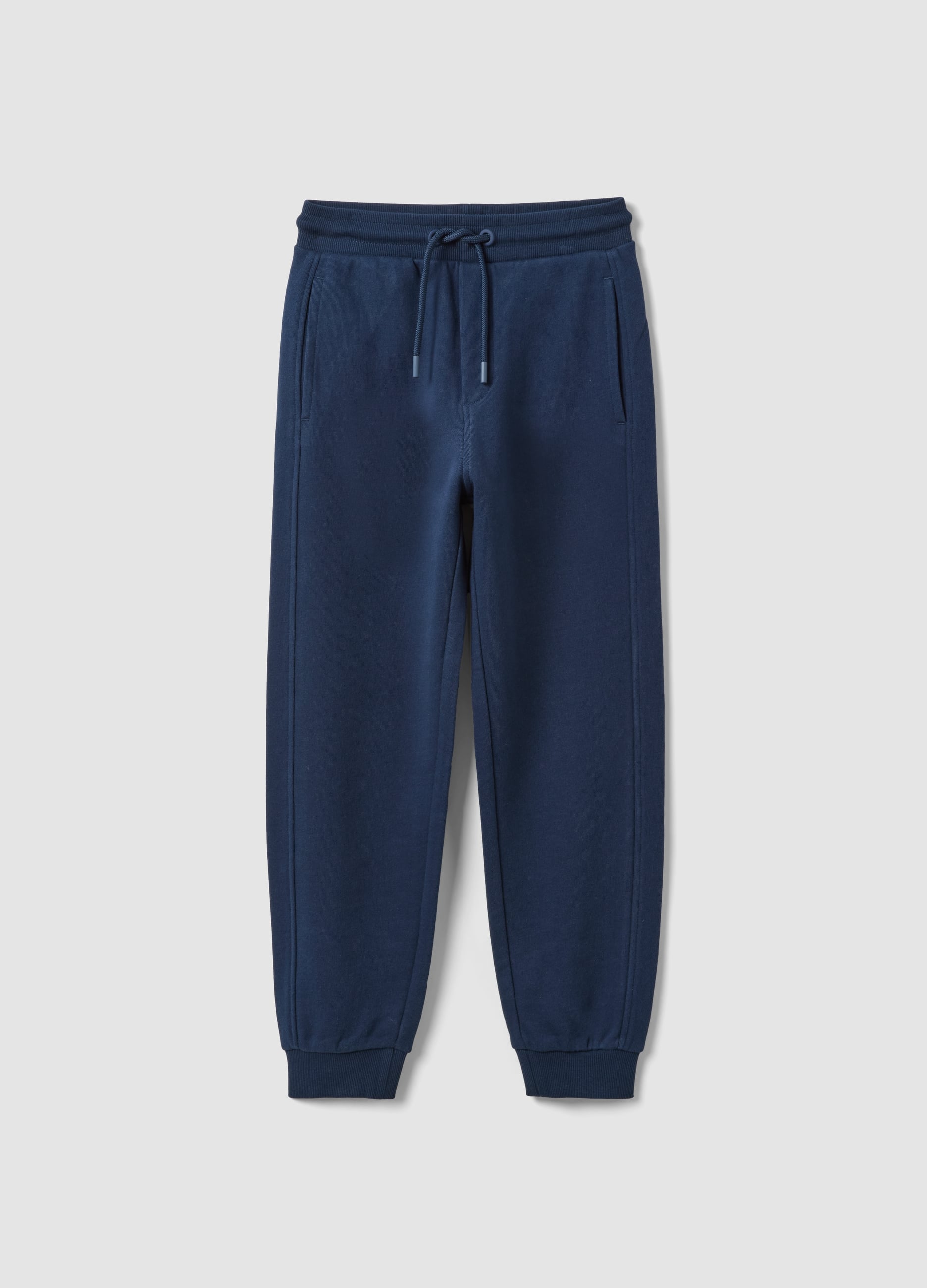 Pantaloni Jogger Blu In Puro Cotone Organico Comfort Fit Per Bambino