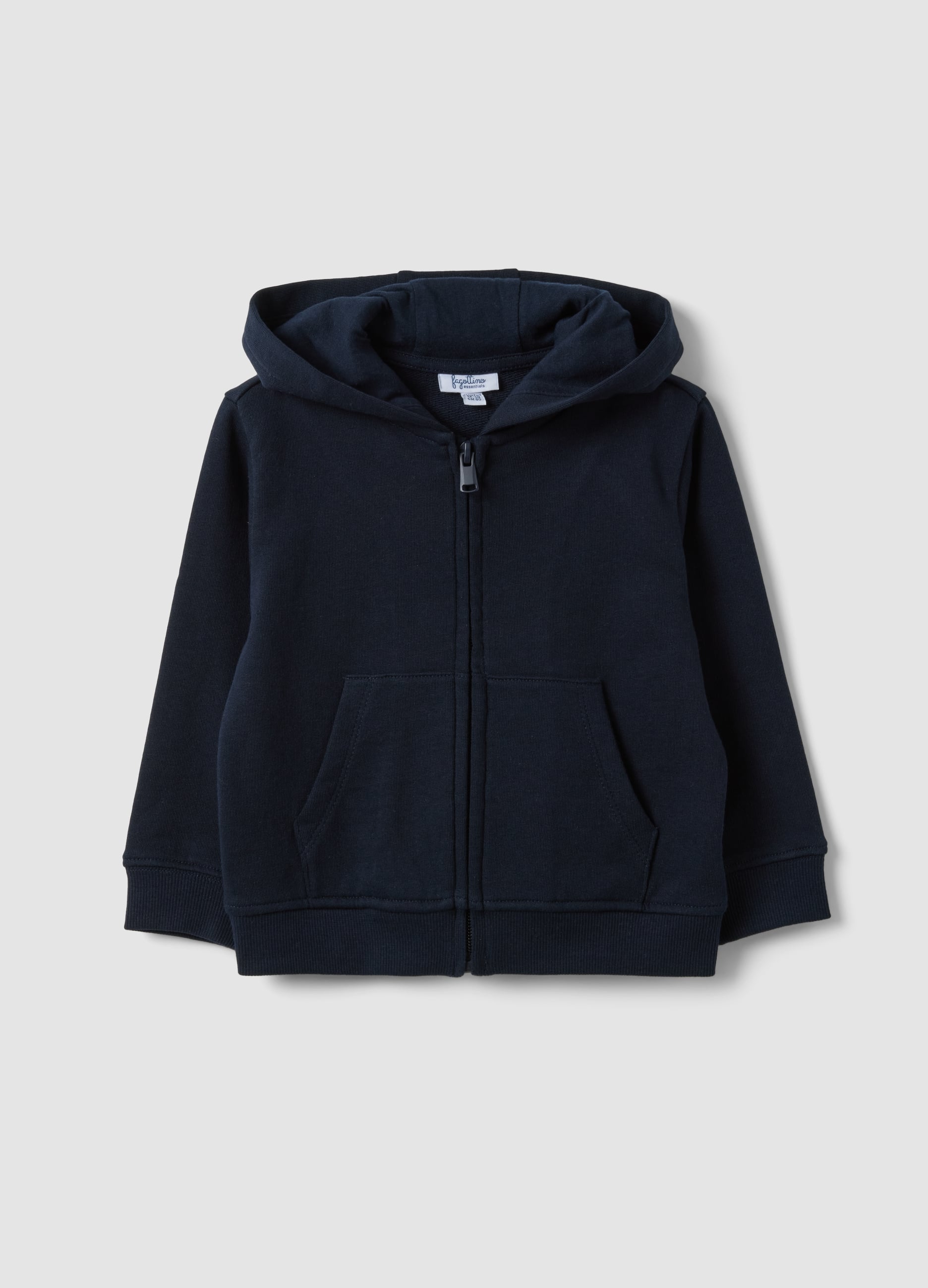 Felpa Blu Con Cappuccio In Puro Cotone Organico Regular Fit Per Bimbo