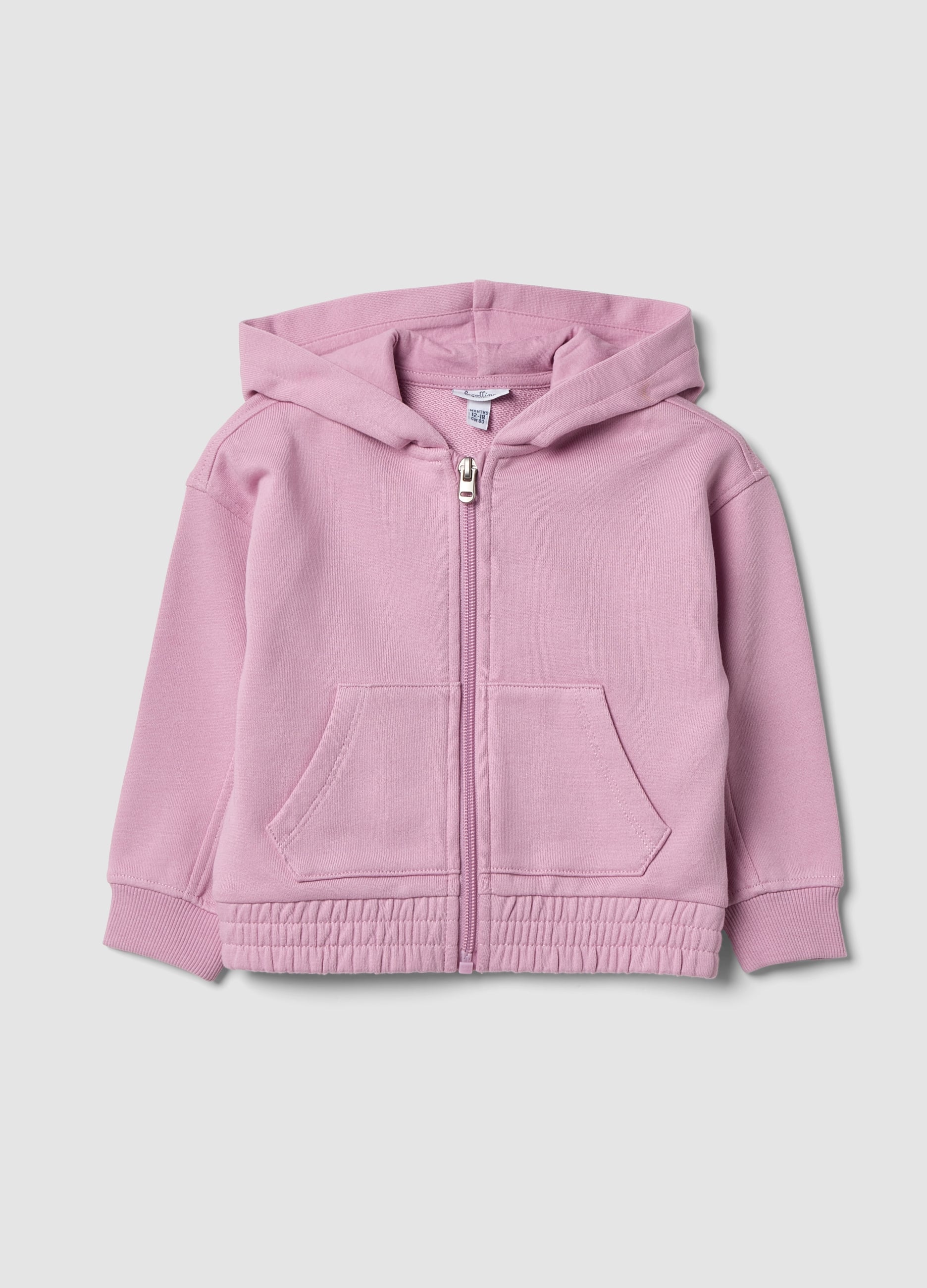 Felpa Rosa Con Cappuccio In Puro Cotone Organico Over Fit Per Bimba