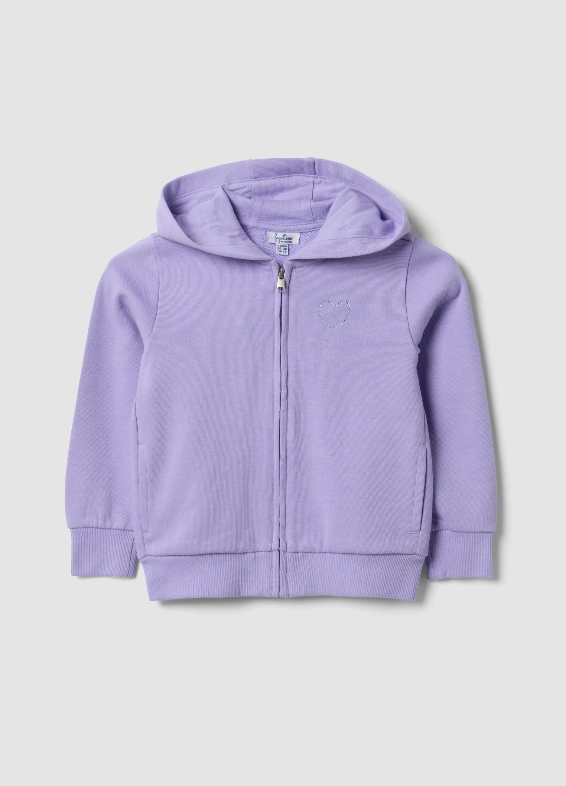 Felpa Viola Con Cappuccio In Puro Cotone Organico Con Stella Regular Fit Per Bimba
