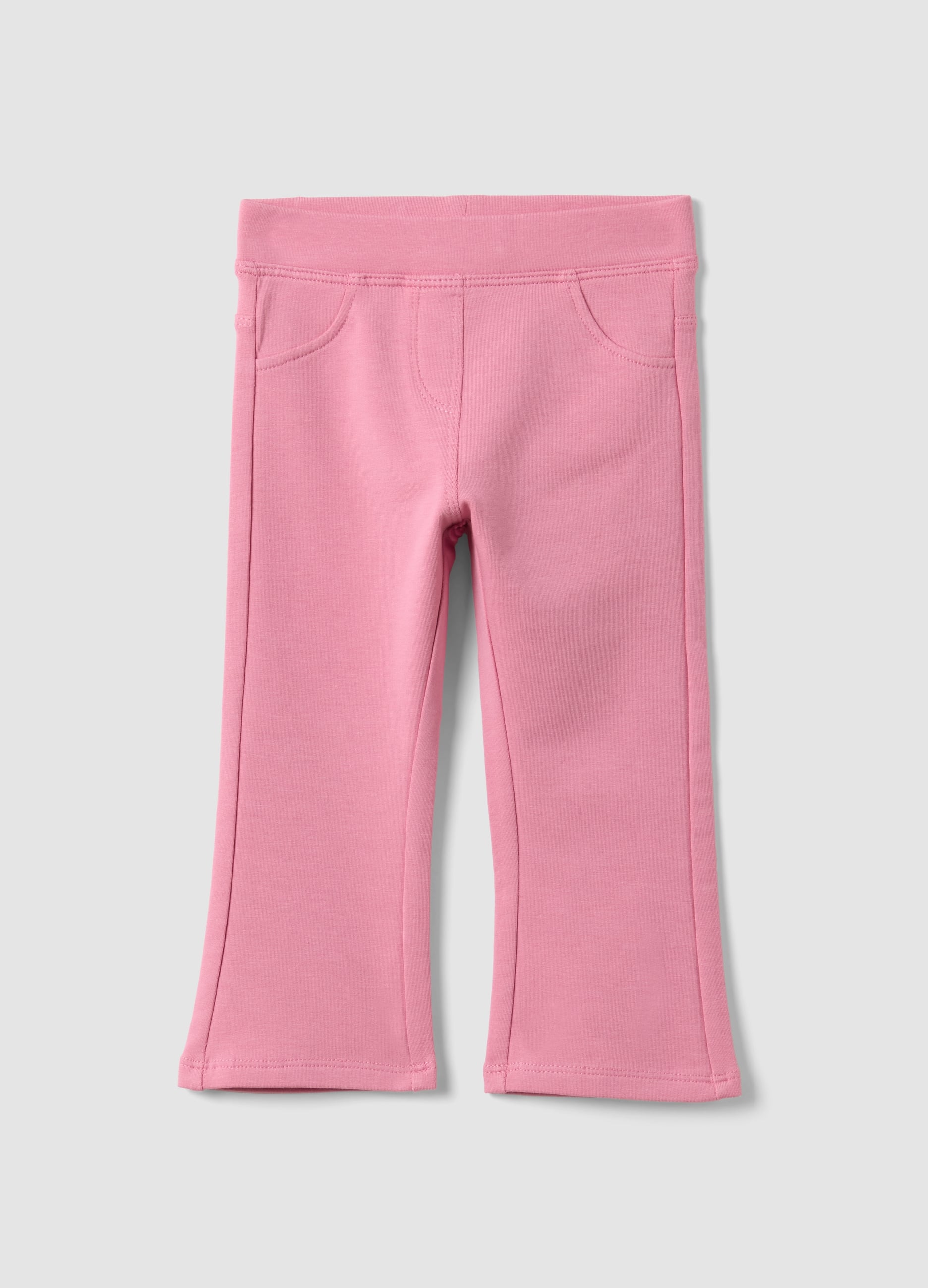 Pantaloni Flare Rosa In Cotone Organico Elasticizzato Per Bimba