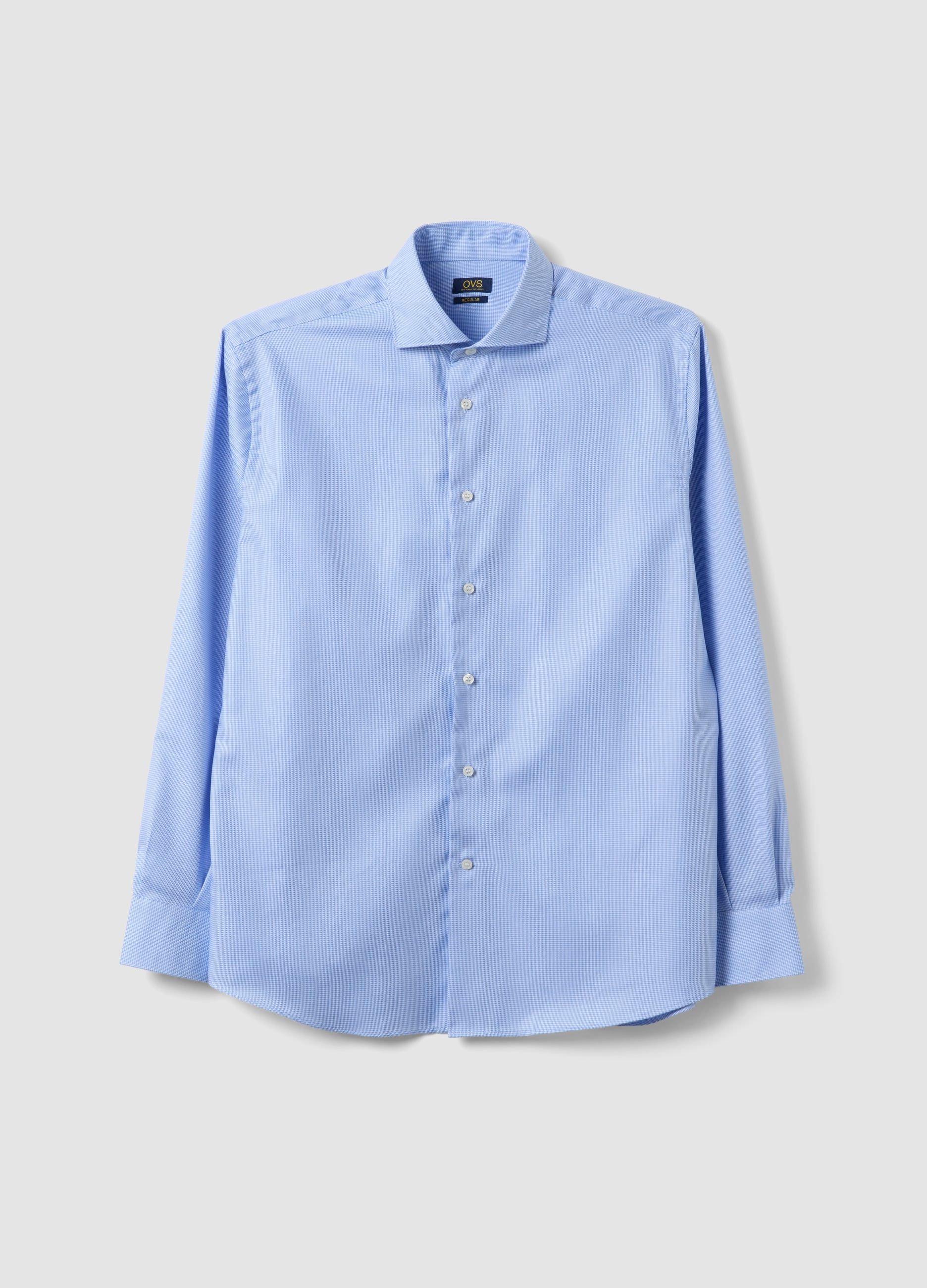 Camicia Azzurra In Puro Cotone Con Colletto Francese Easy Iron Regular Fit