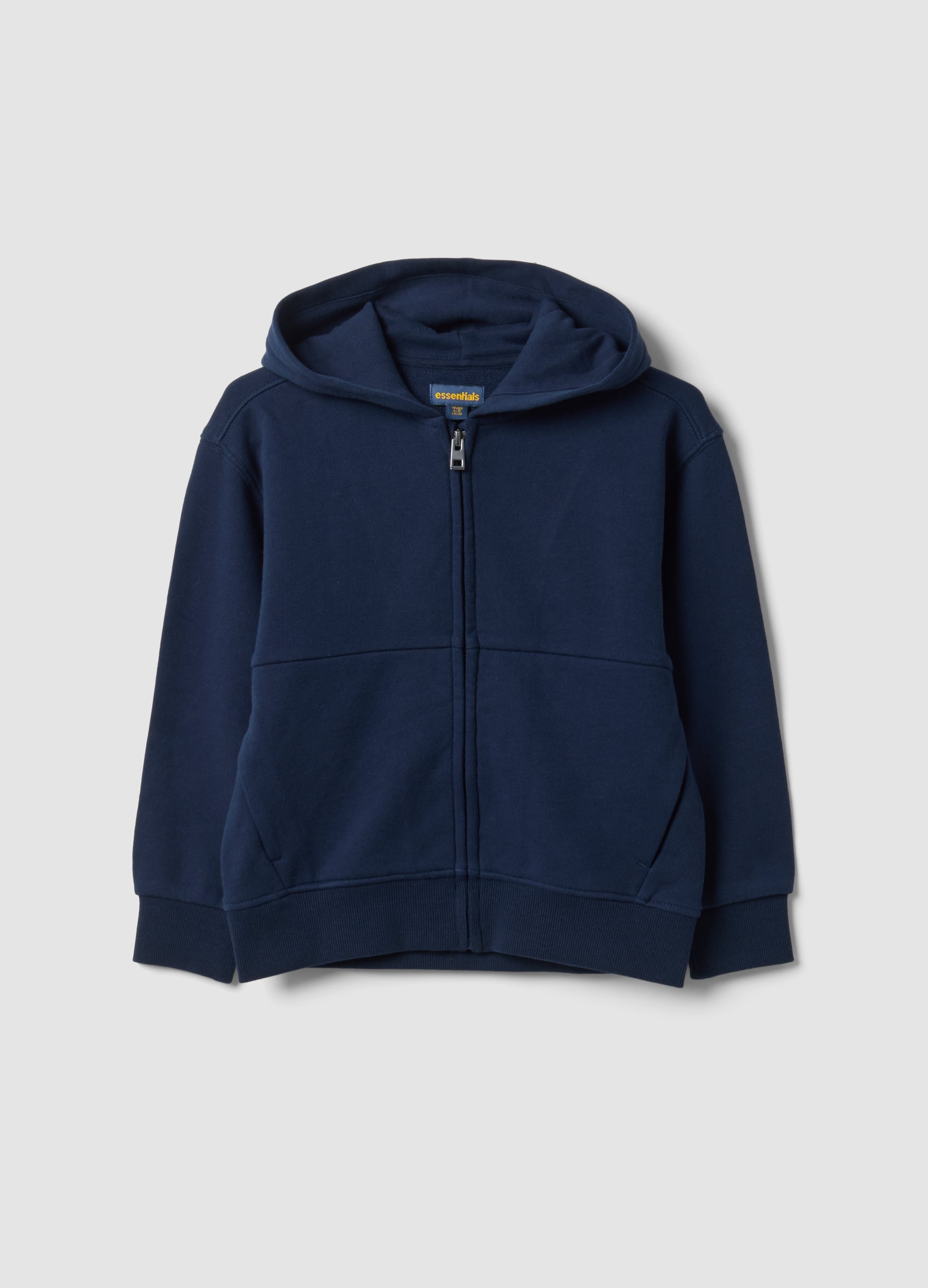 Felpa Blu Con Cappuccio In Puro Cotone Organico Over Fit Per Bambino