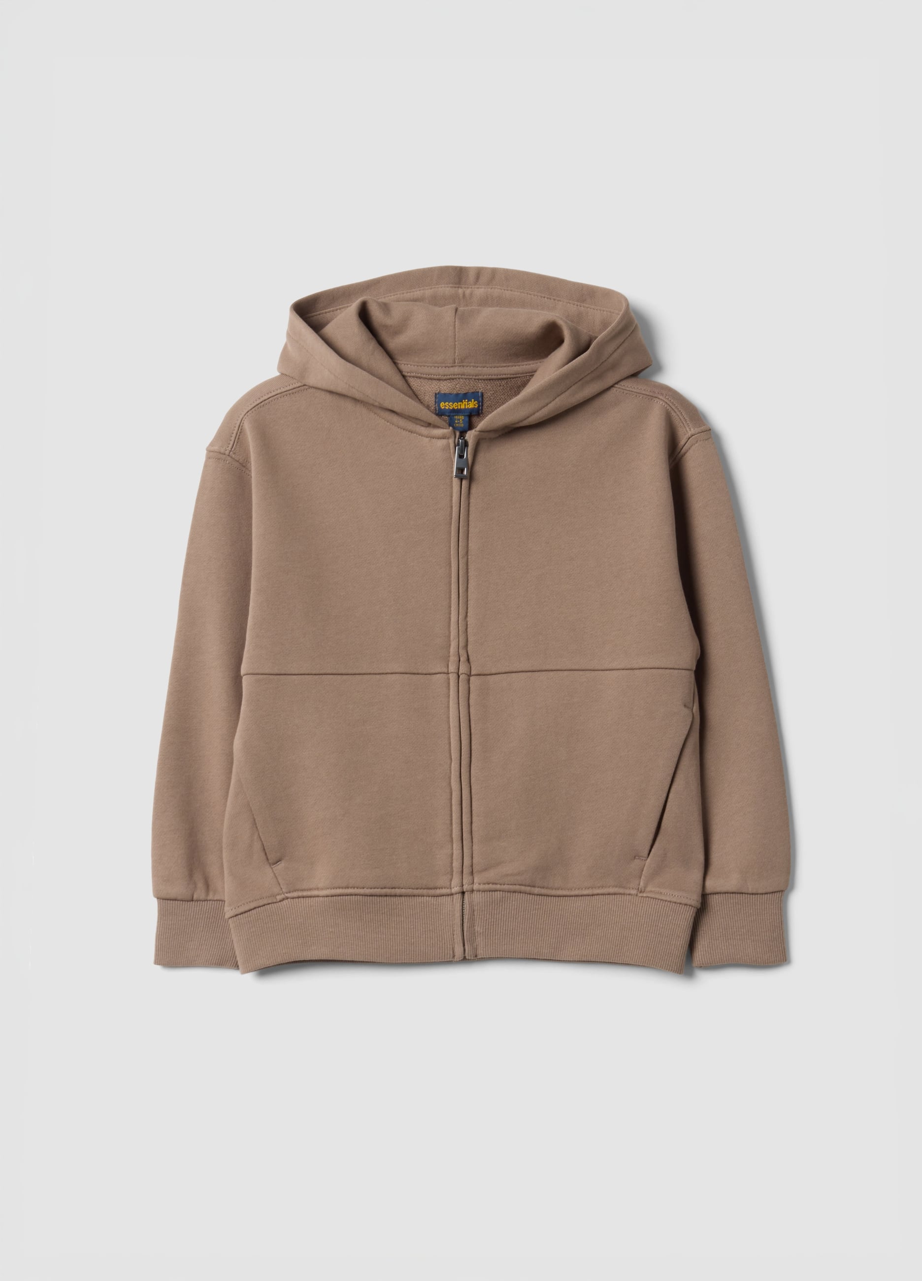 Felpa Marrone Con Cappuccio In Puro Cotone Organico Over Fit Per Bambino