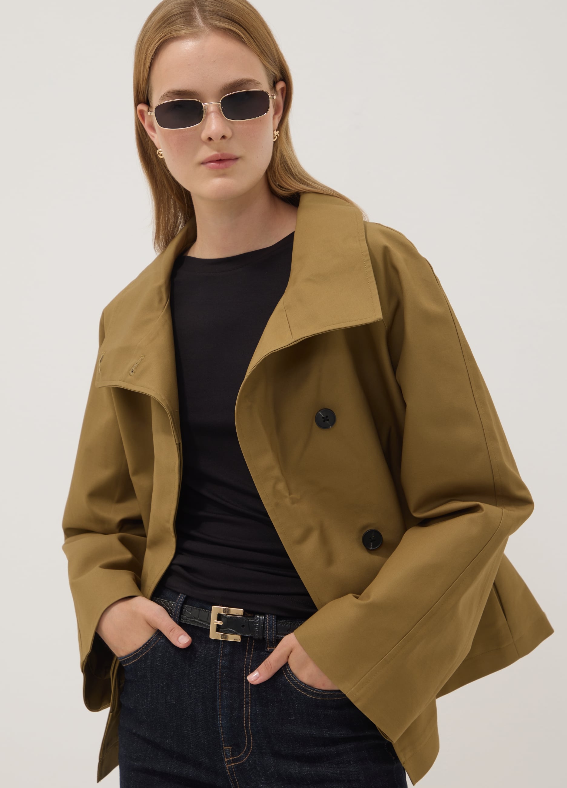 Giacca Verde In Puro Cotone Con Bottoni Regular Fit