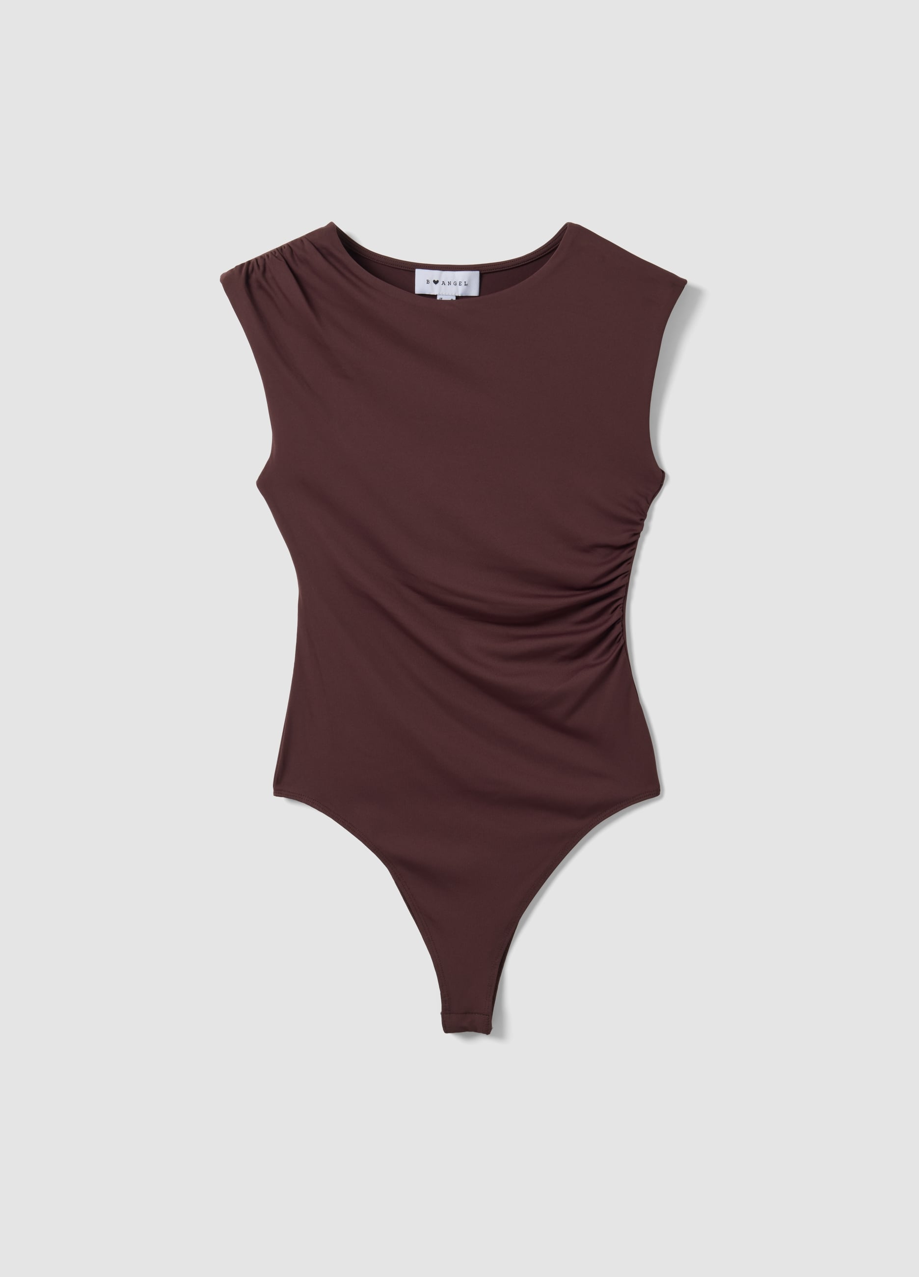 Body Marrone In Tessuto Elasticizzato Con Arricciature Regular Fit