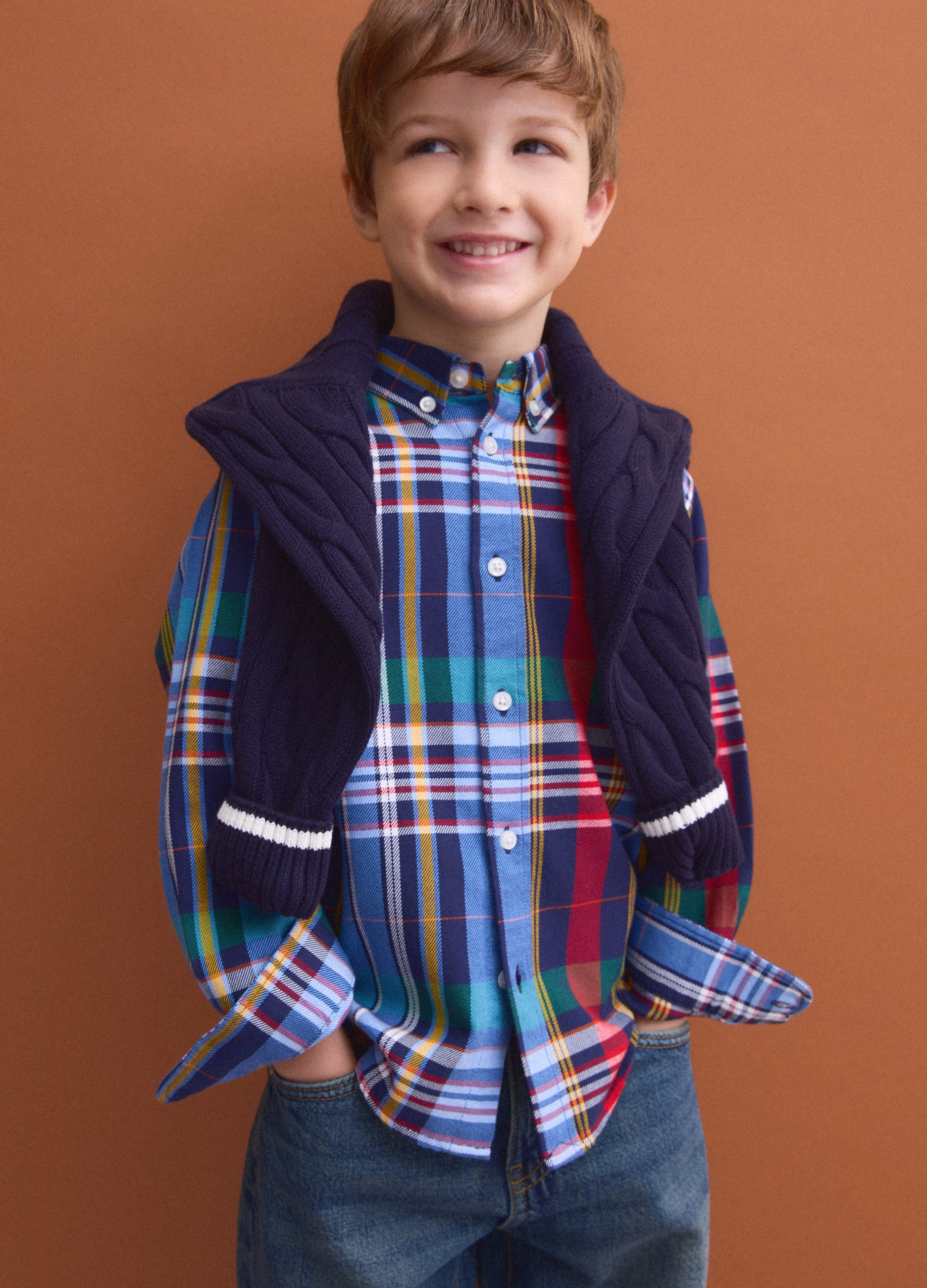 Camicia Multicolor In Puro Cotone A Quadri Con Collo Classico Button-down