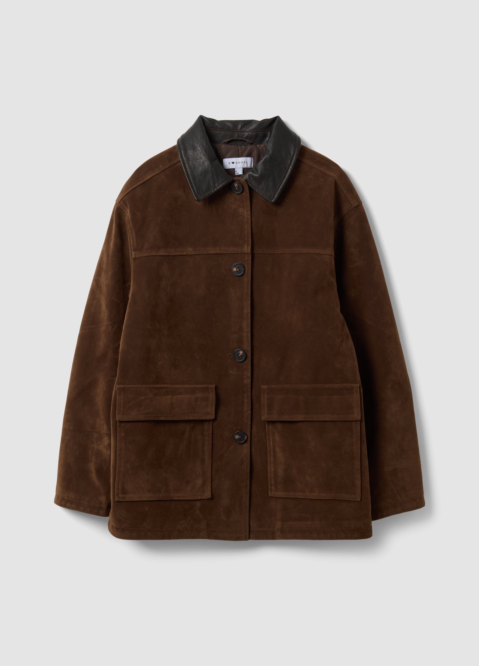 Shacket Marrone Regular Fit Con Colletto A Contrasto