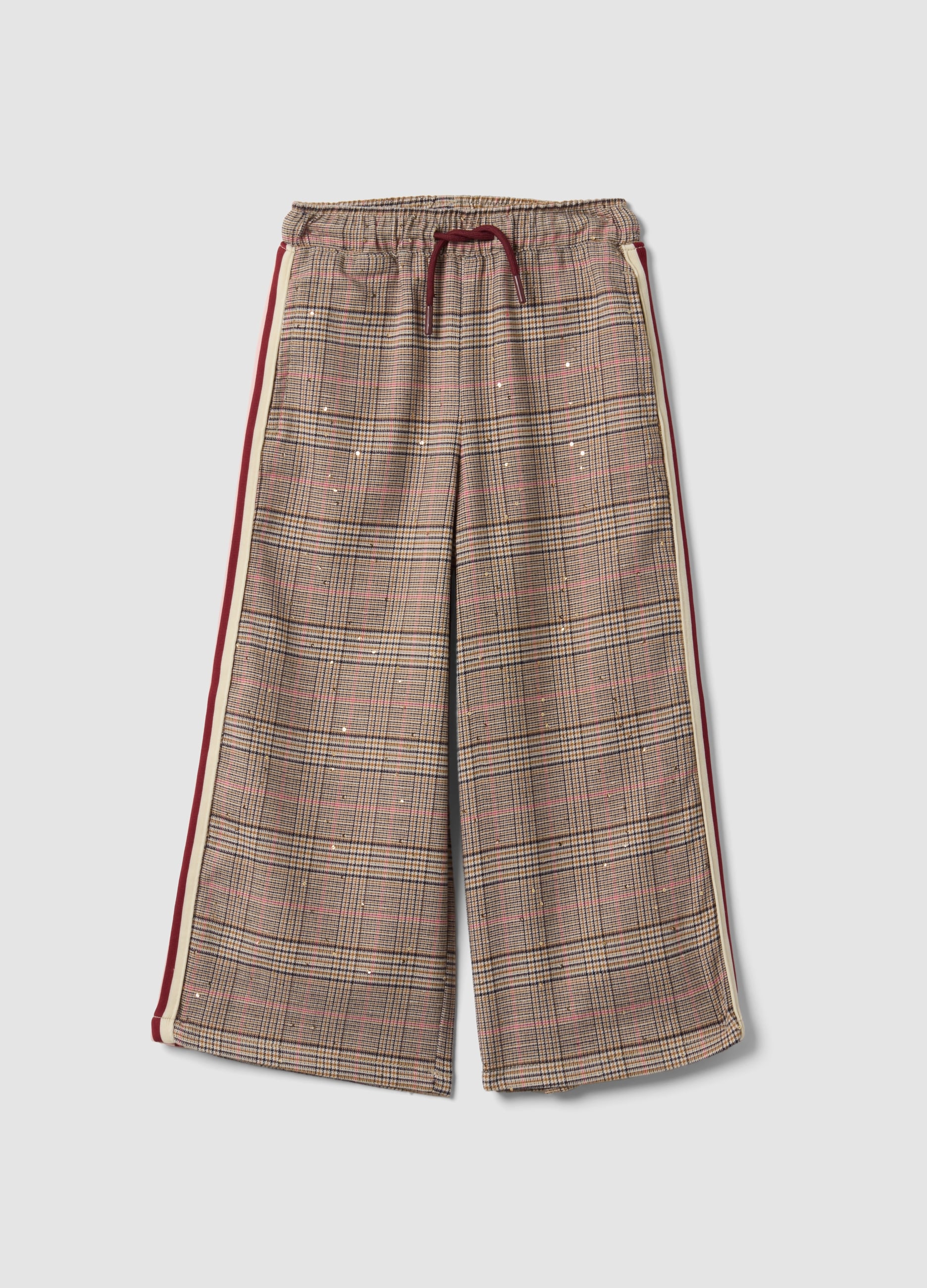 Pantaloni Culotte Multicolor In Viscosa Elasticizzata A Quadri Per Bambina