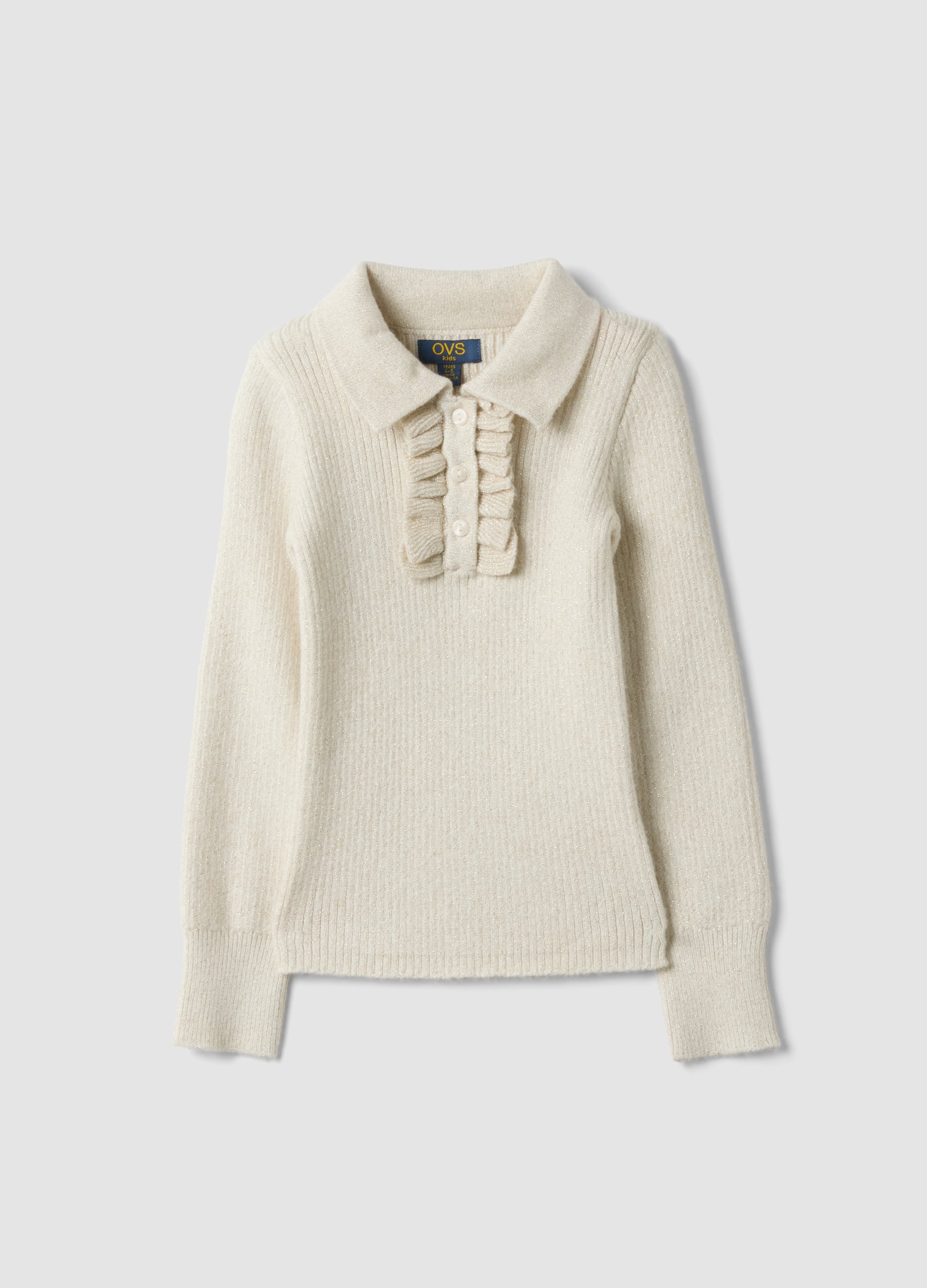Maglia Bianca In Misto Viscosa A Costine Per Bambina