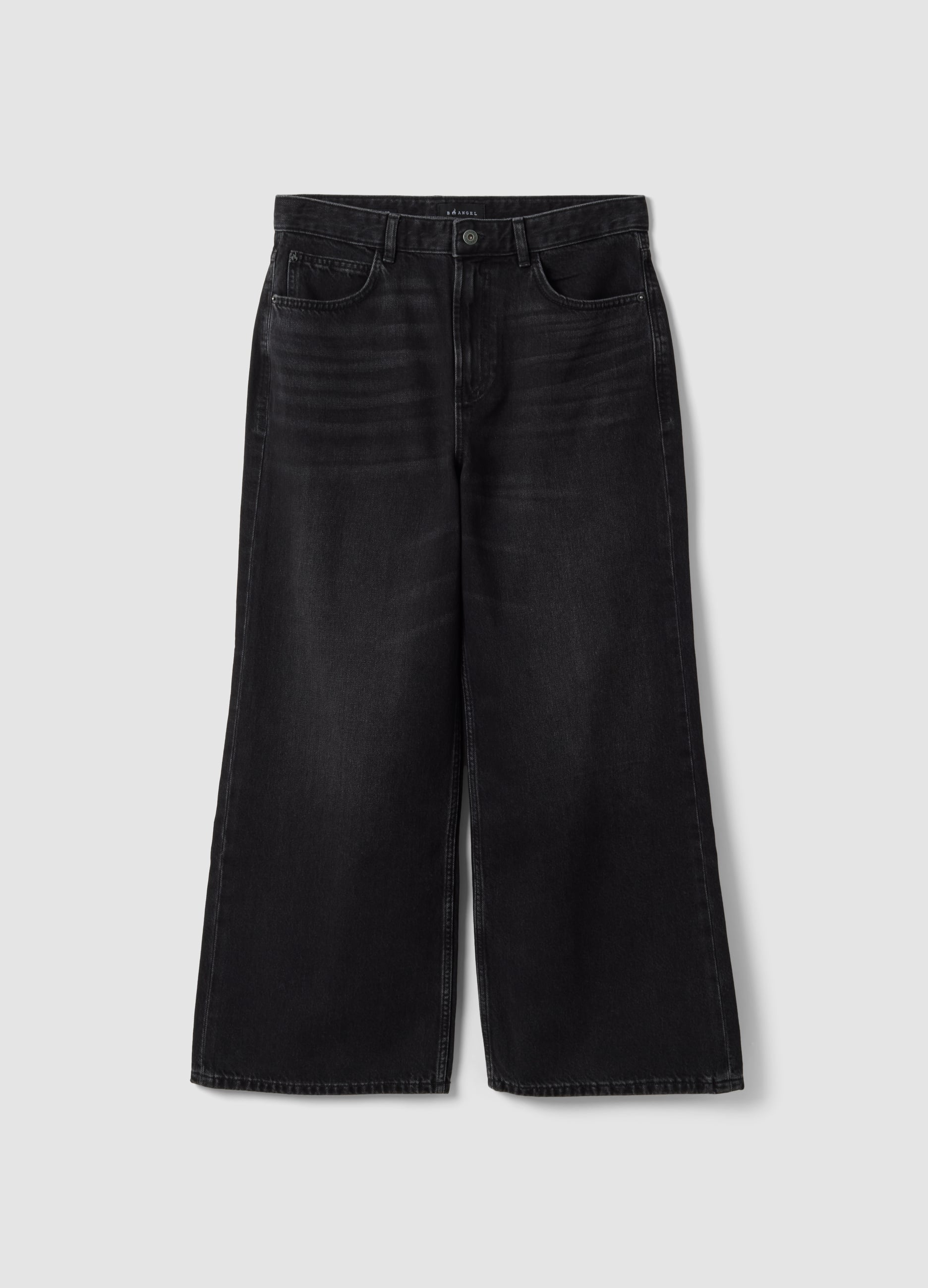 Jeans Denim Neri Wide Leg In Puro Cotone