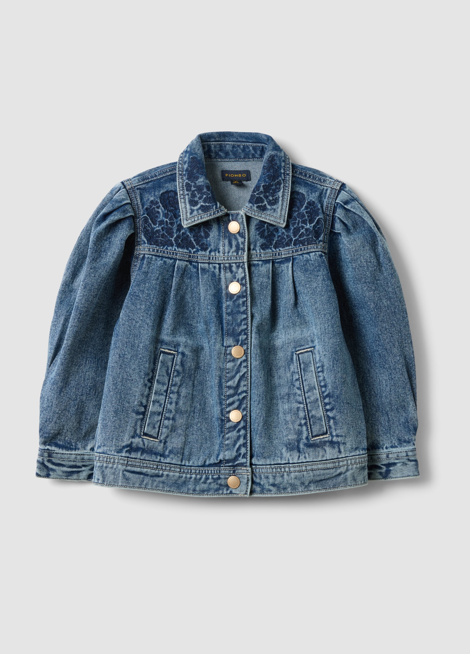 Giacca Blu In Puro Cotone Con Bottoni Per Bambina