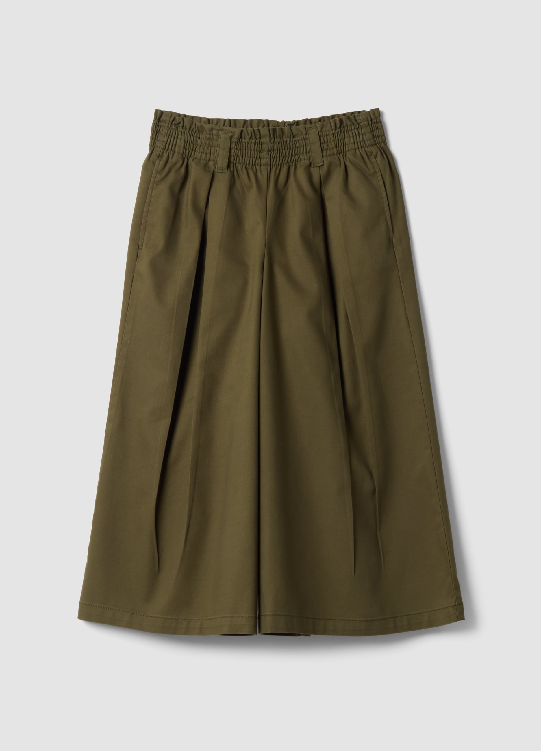 Pantaloni Jogger Verdi Wide Leg In Misto Cotone E Lyocell Per Bambina