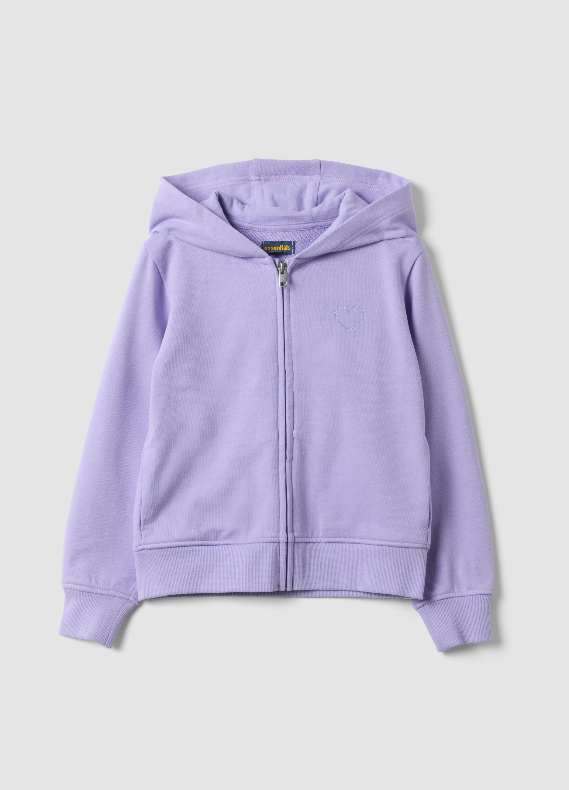 Felpa Viola In Puro Cotone Organico Con Cappuccio Per Bambina
