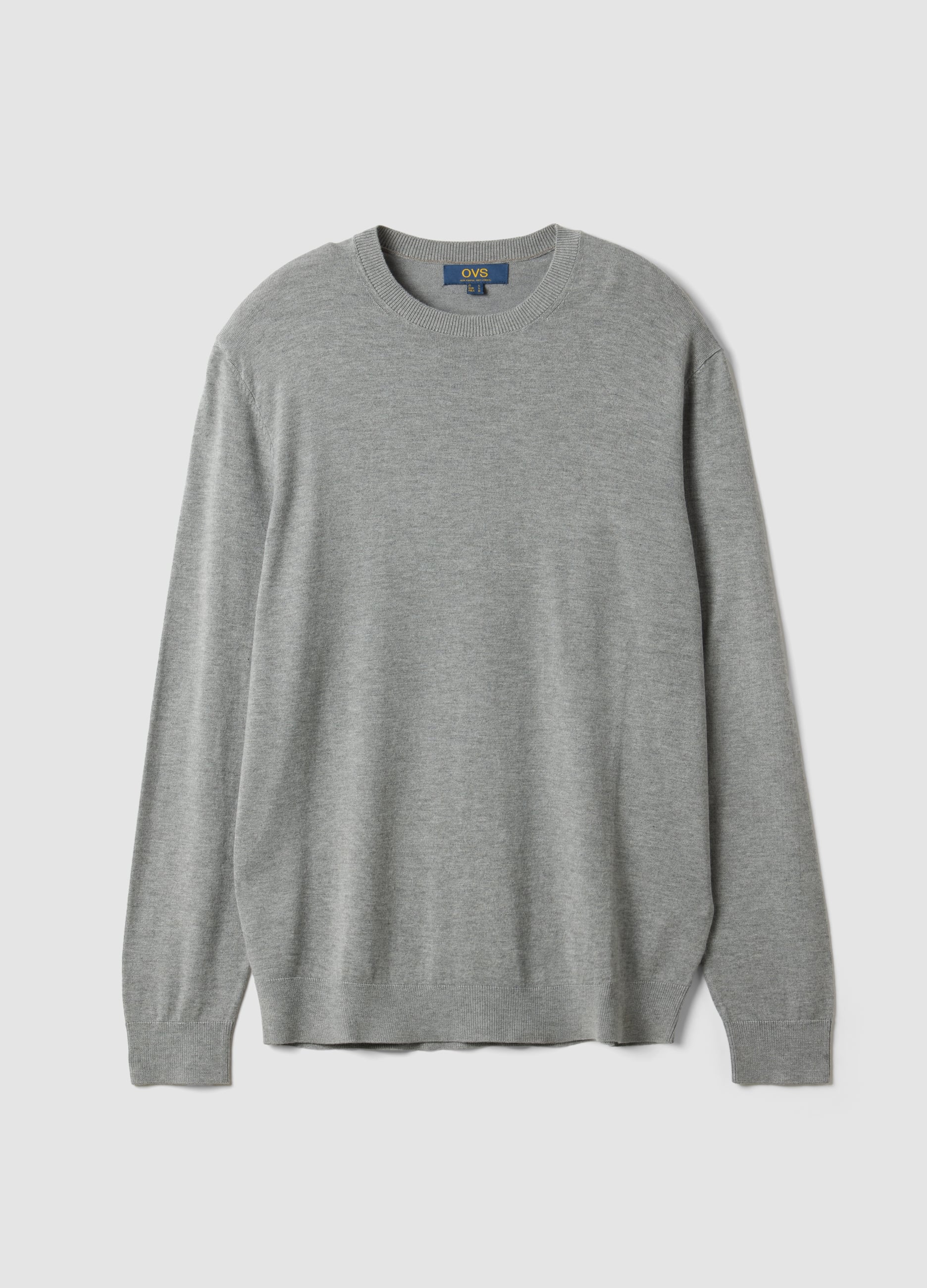 Maglia Girocollo Grigia In Misto Viscosa Regular Fit