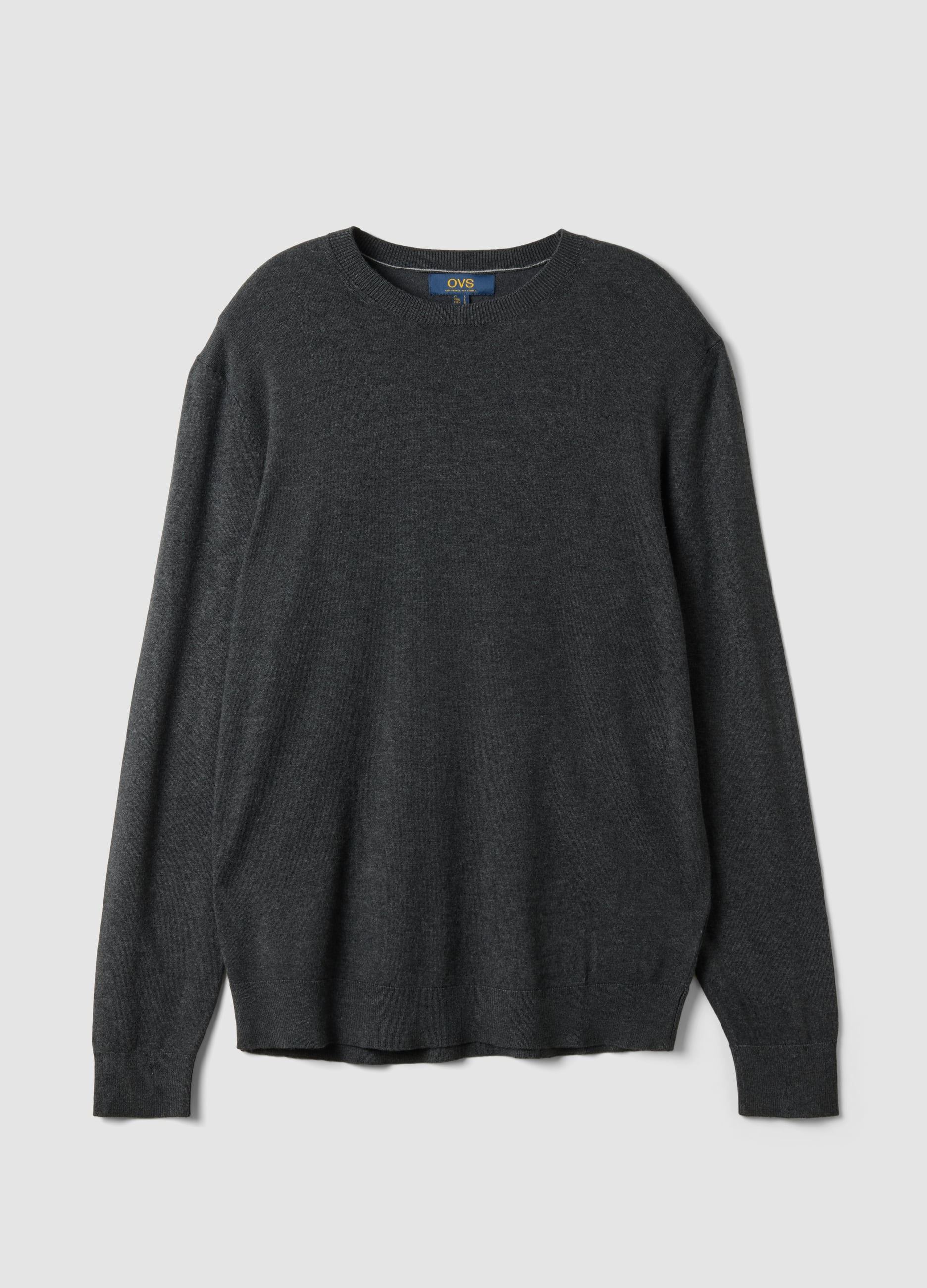 Maglia Girocollo Grigia In Misto Viscosa Regular Fit