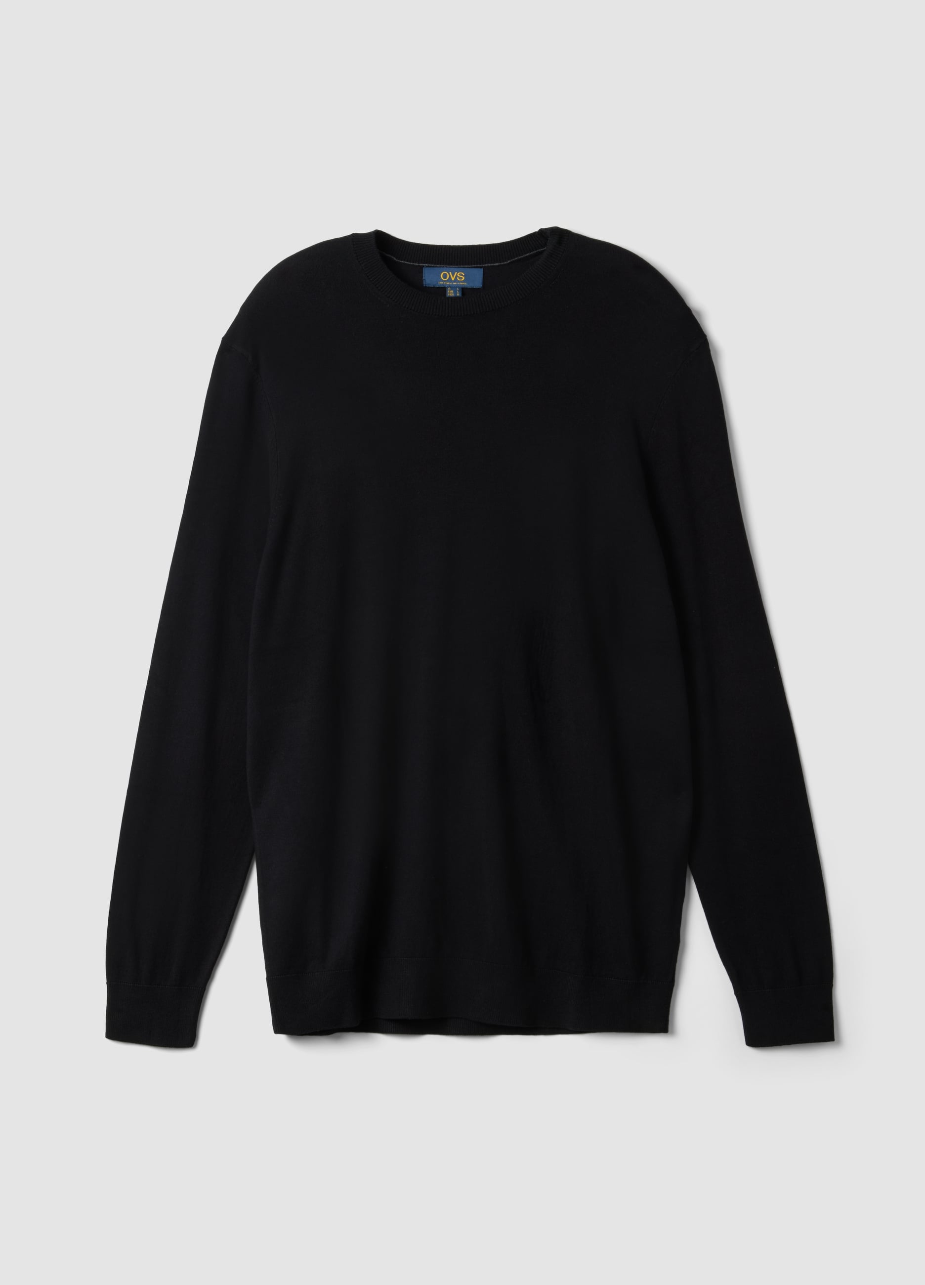 Maglia Girocollo Nera In Misto Viscosa Regular Fit