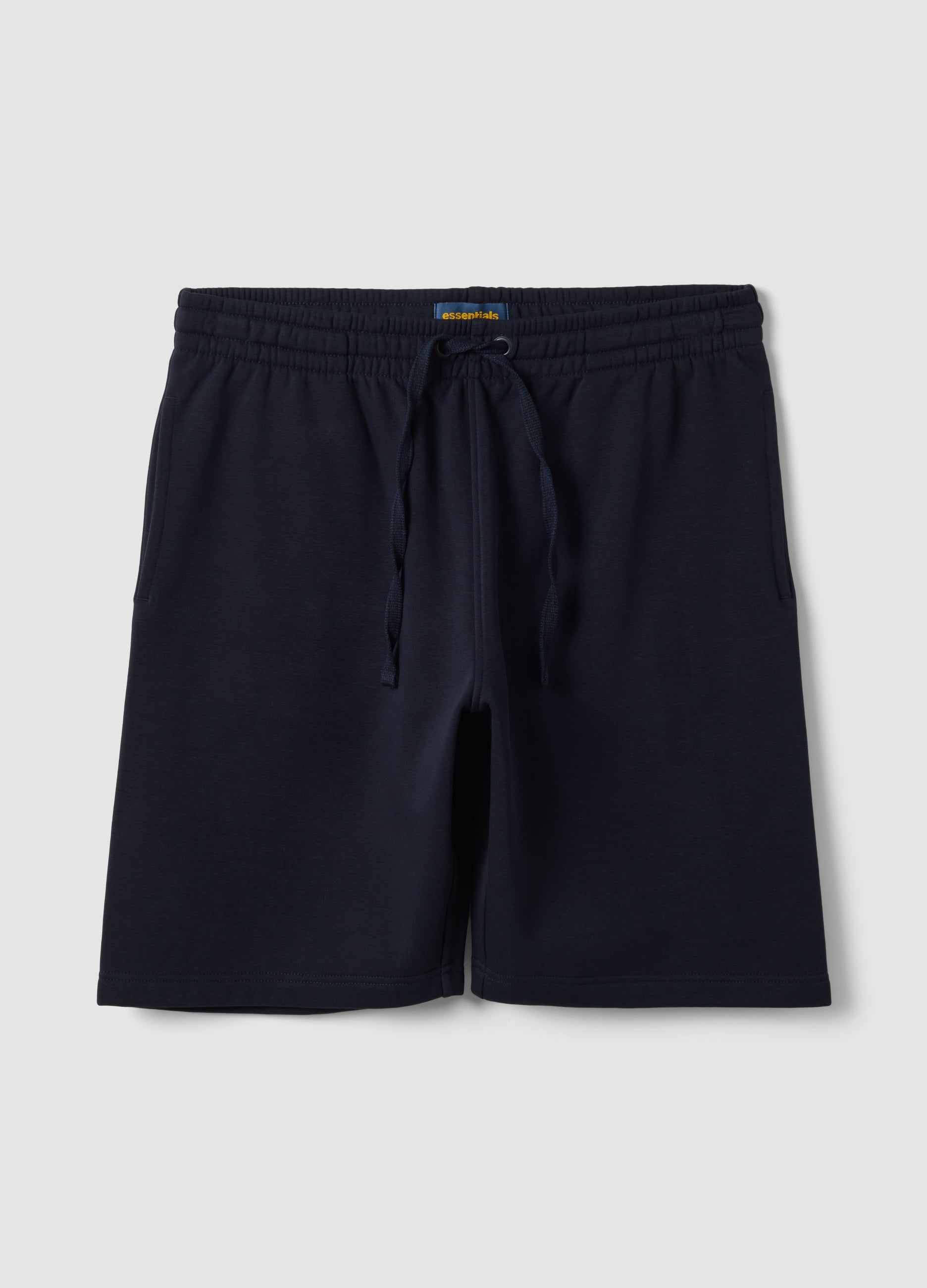 Shorts Blu In Misto Cotone Con Vita Elasticizzata Regular Fit