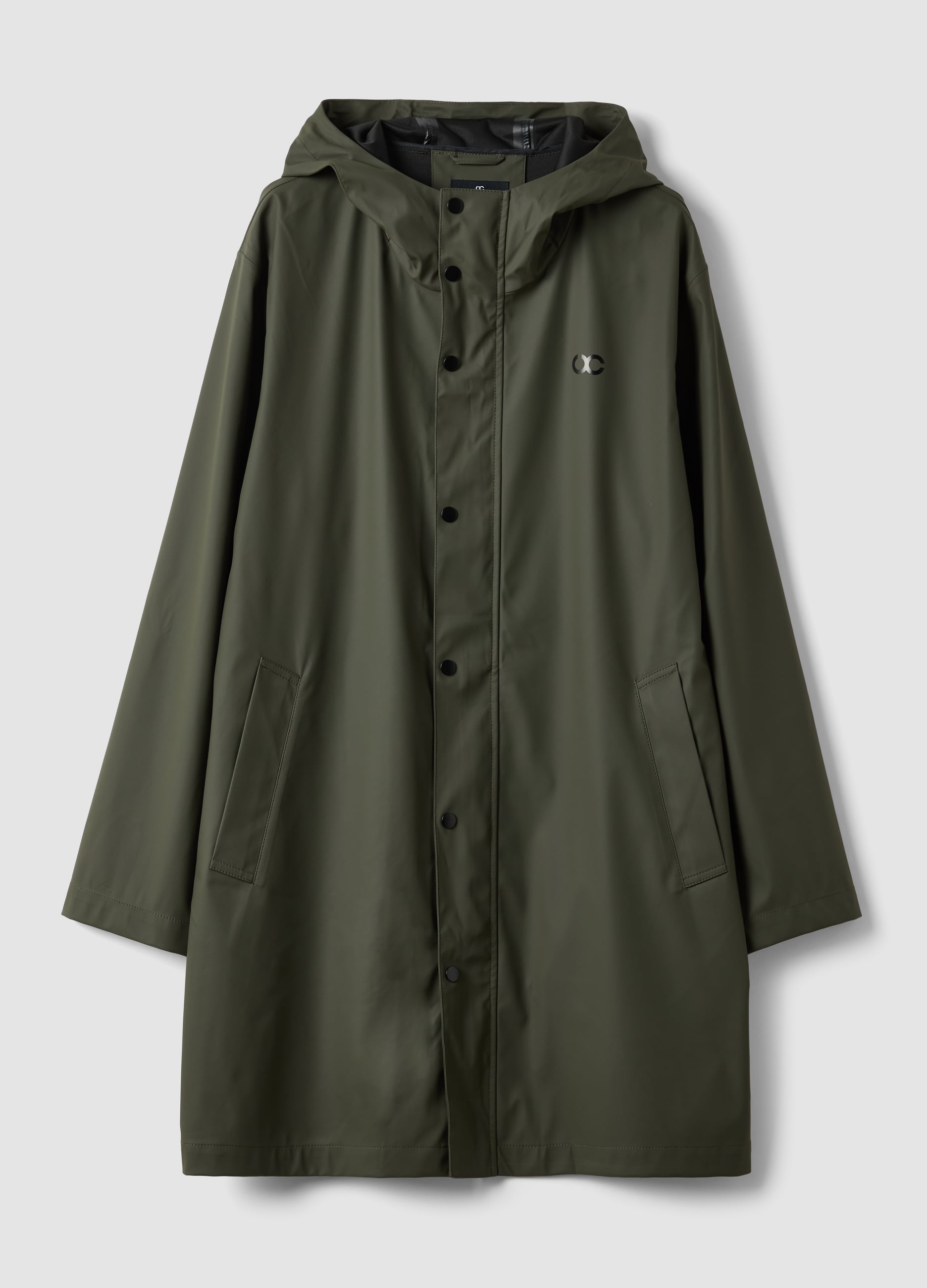Impermeabile Verde Regular Fit Con Zip