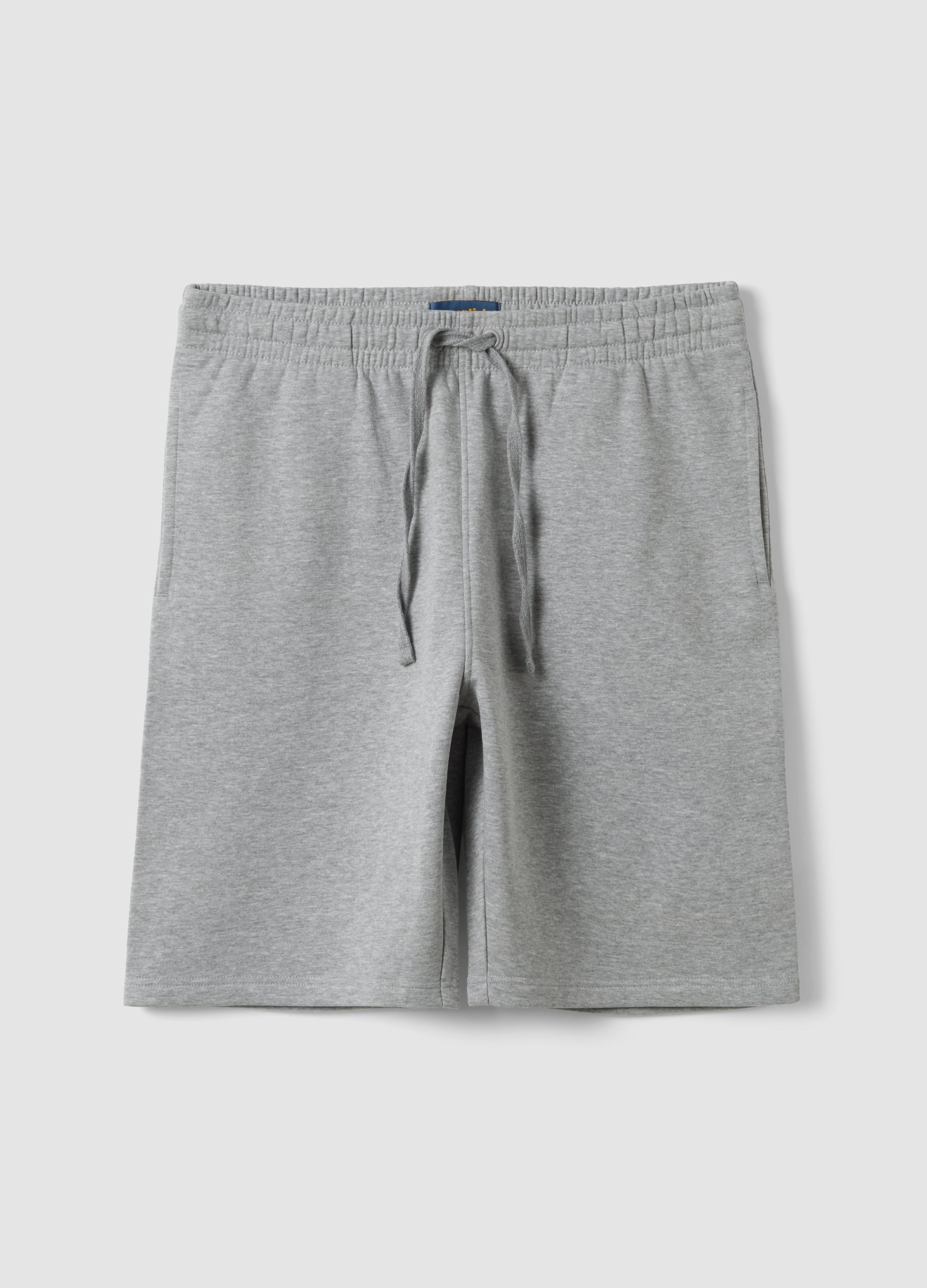 Shorts Grigio In Misto Cotone Con Vita Elasticizzata Regular Fit