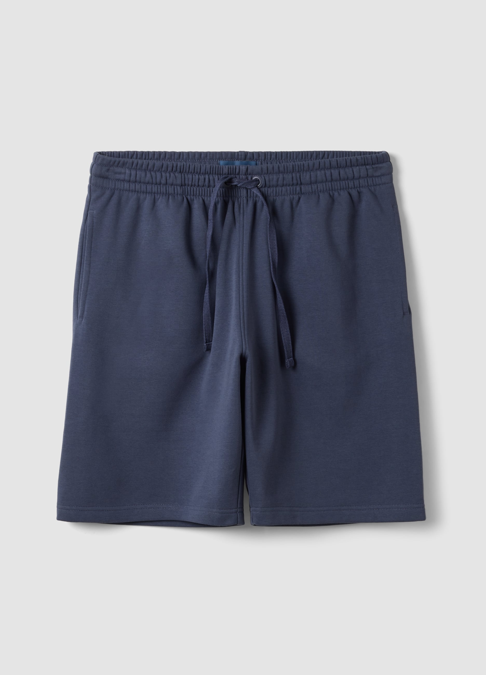 Shorts Grigio In Misto Cotone Con Vita Elasticizzata Regular Fit