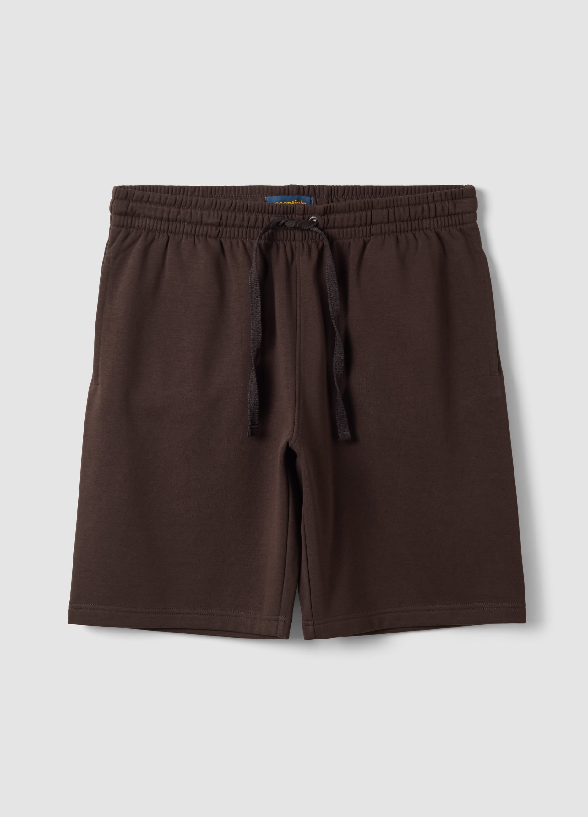 Shorts Marrone In Misto Cotone Con Vita Elasticizzata Regular Fit