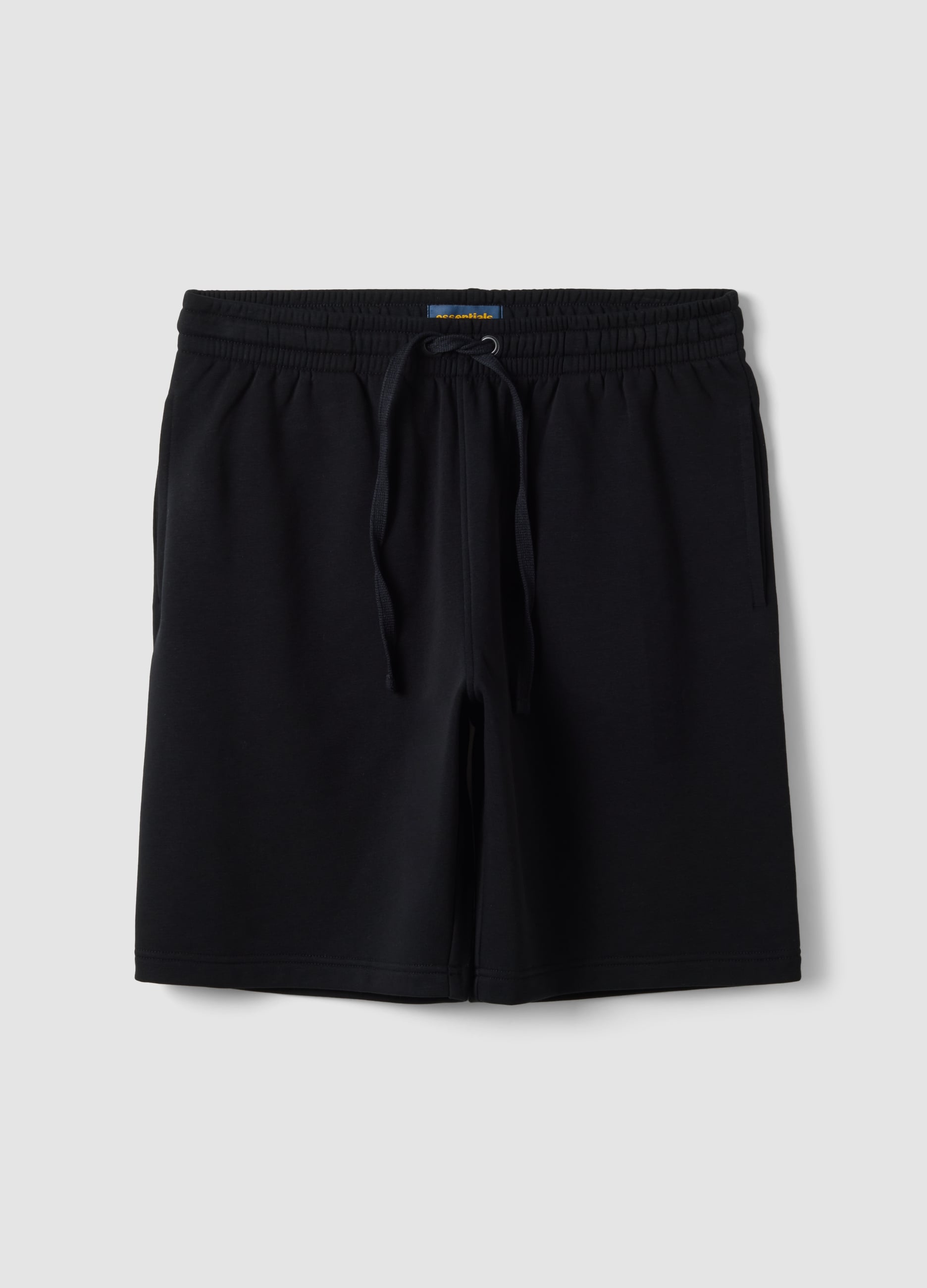 Shorts Nero In Misto Cotone Con Vita Elasticizzata Regular Fit