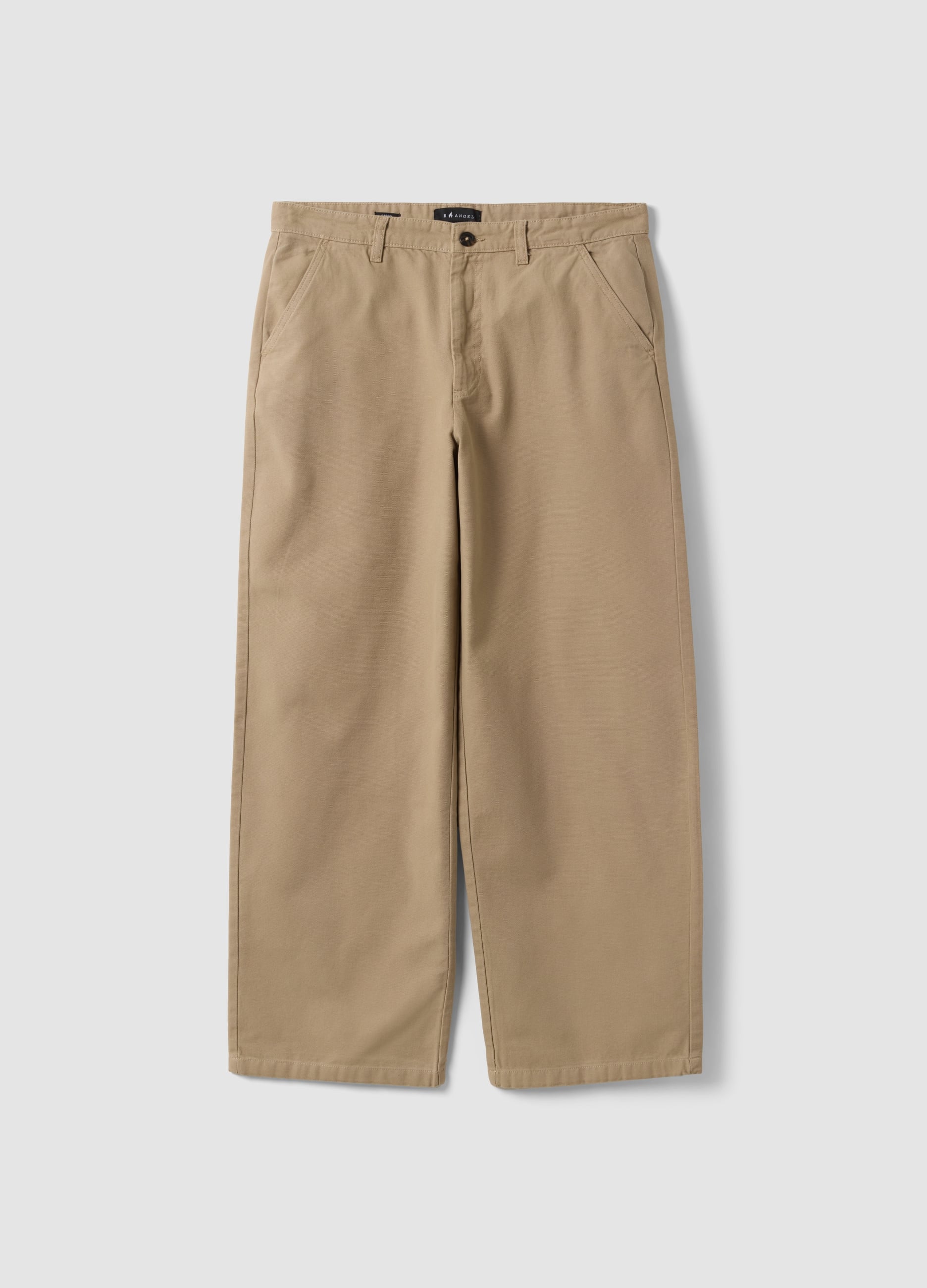 Pantaloni Chino Beige In Puro Cotone Barrel Fit