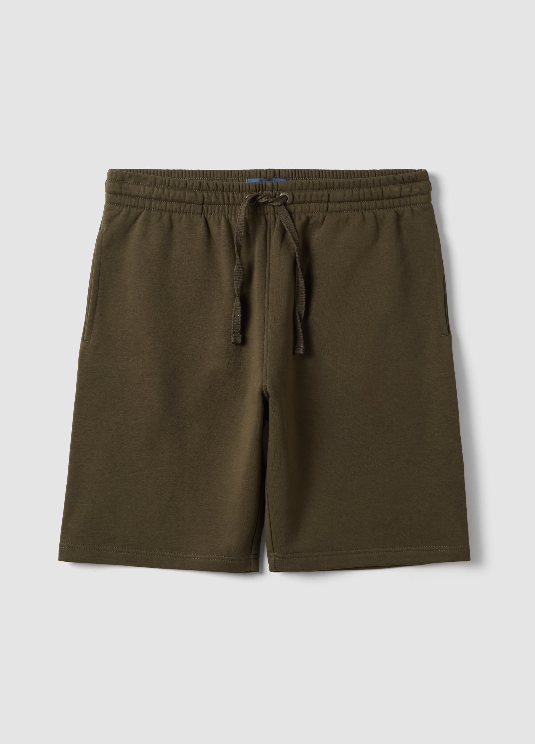 Shorts Verdi In Misto Cotone Con Vita Elasticizzata Regular Fit