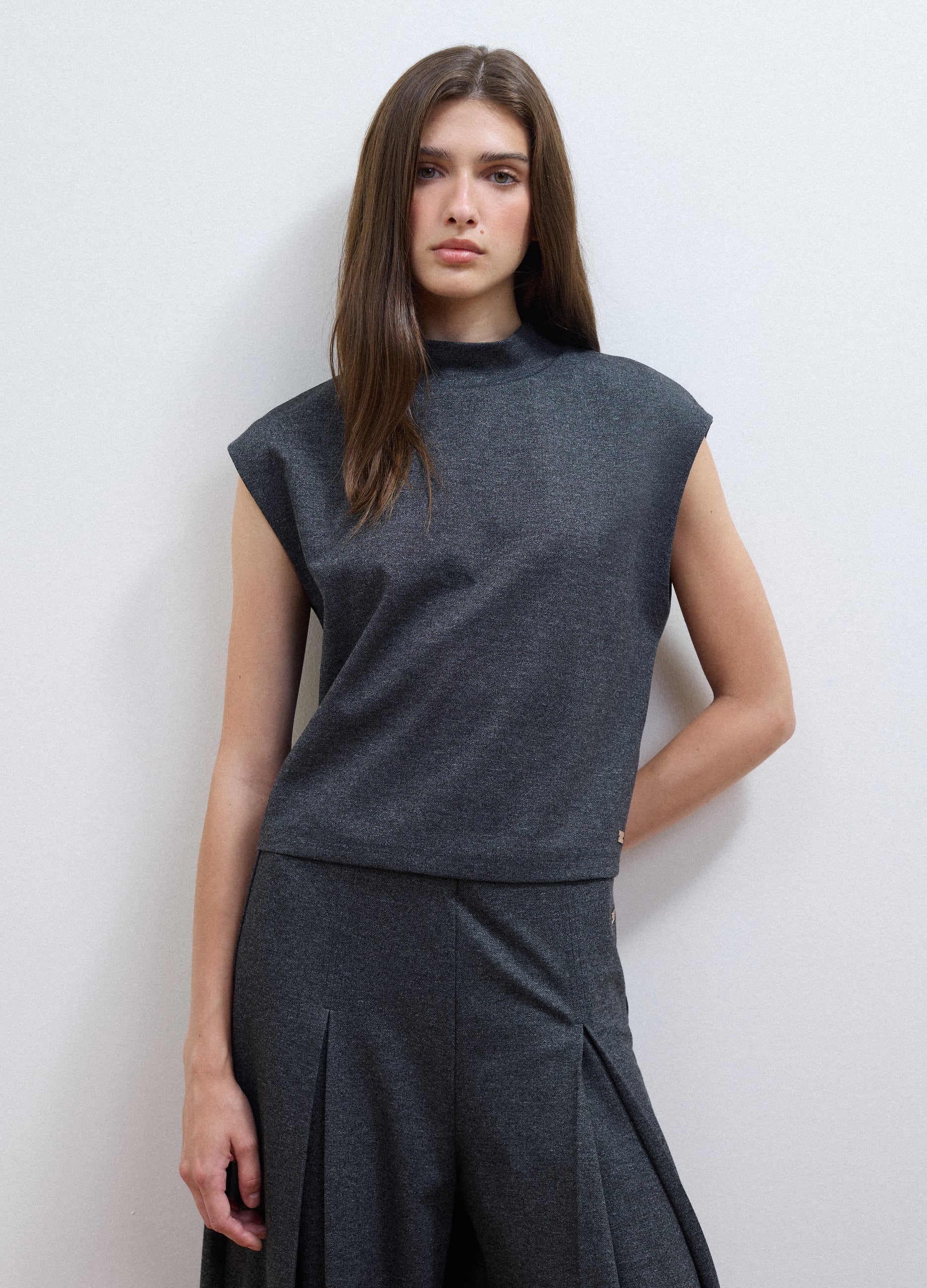 T-shirt Grigia In Viscosa Elasticizzata Regular Fit
