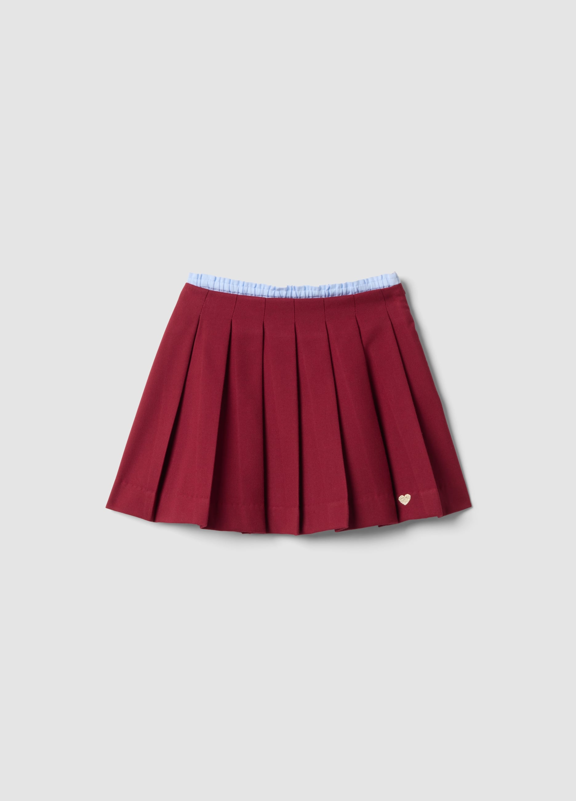 Gonna Rossa Plissé In Viscosa Elasticizzata Per Bambina
